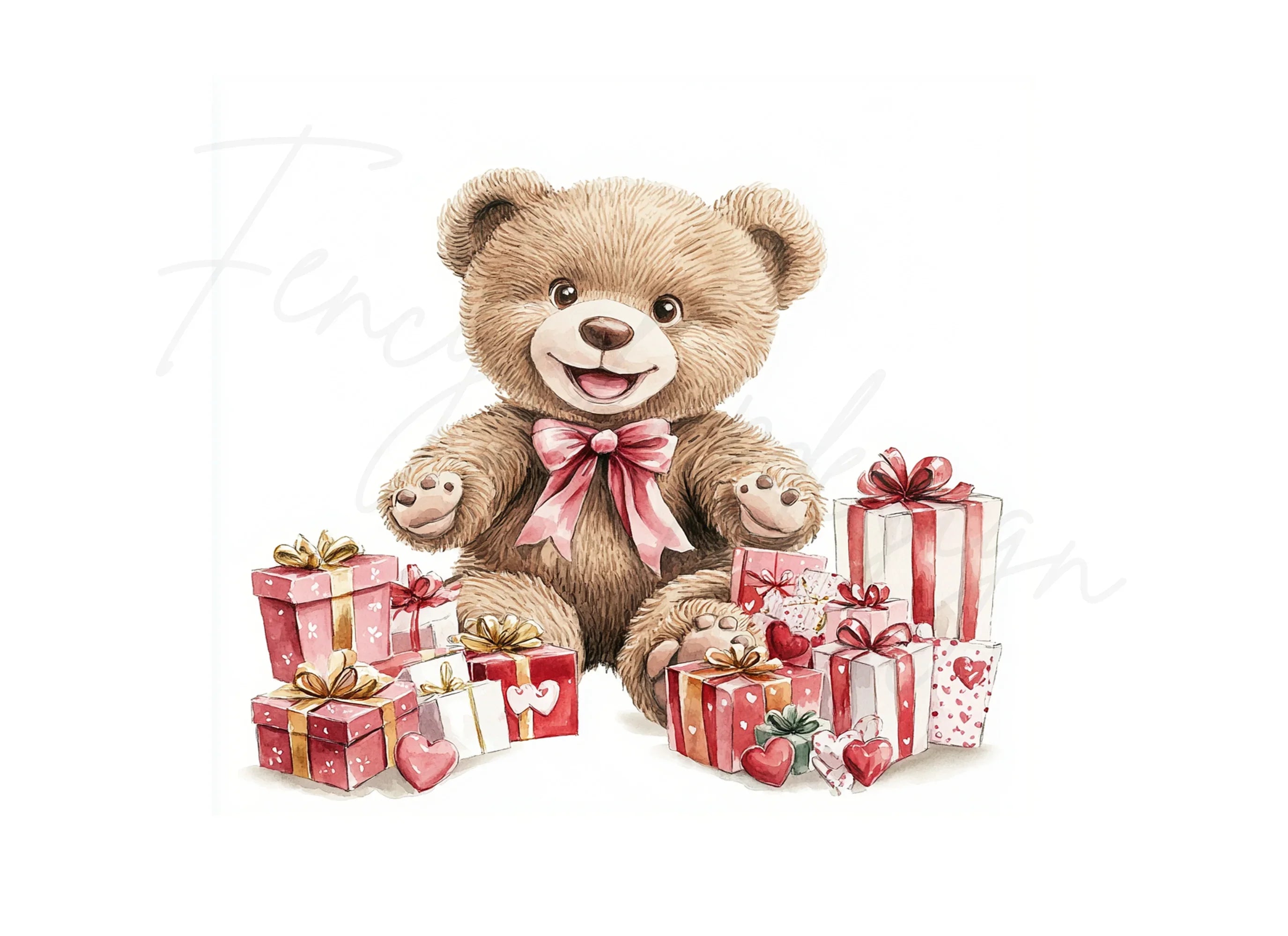 Happy Teddy Bear Gifts Clipart Bundle