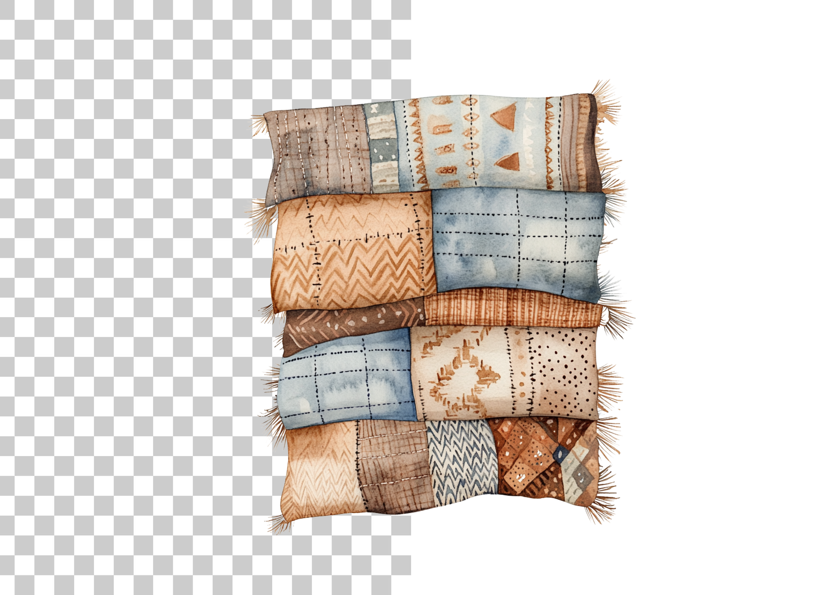Boho Quilt and Blanket Clipart Bundle