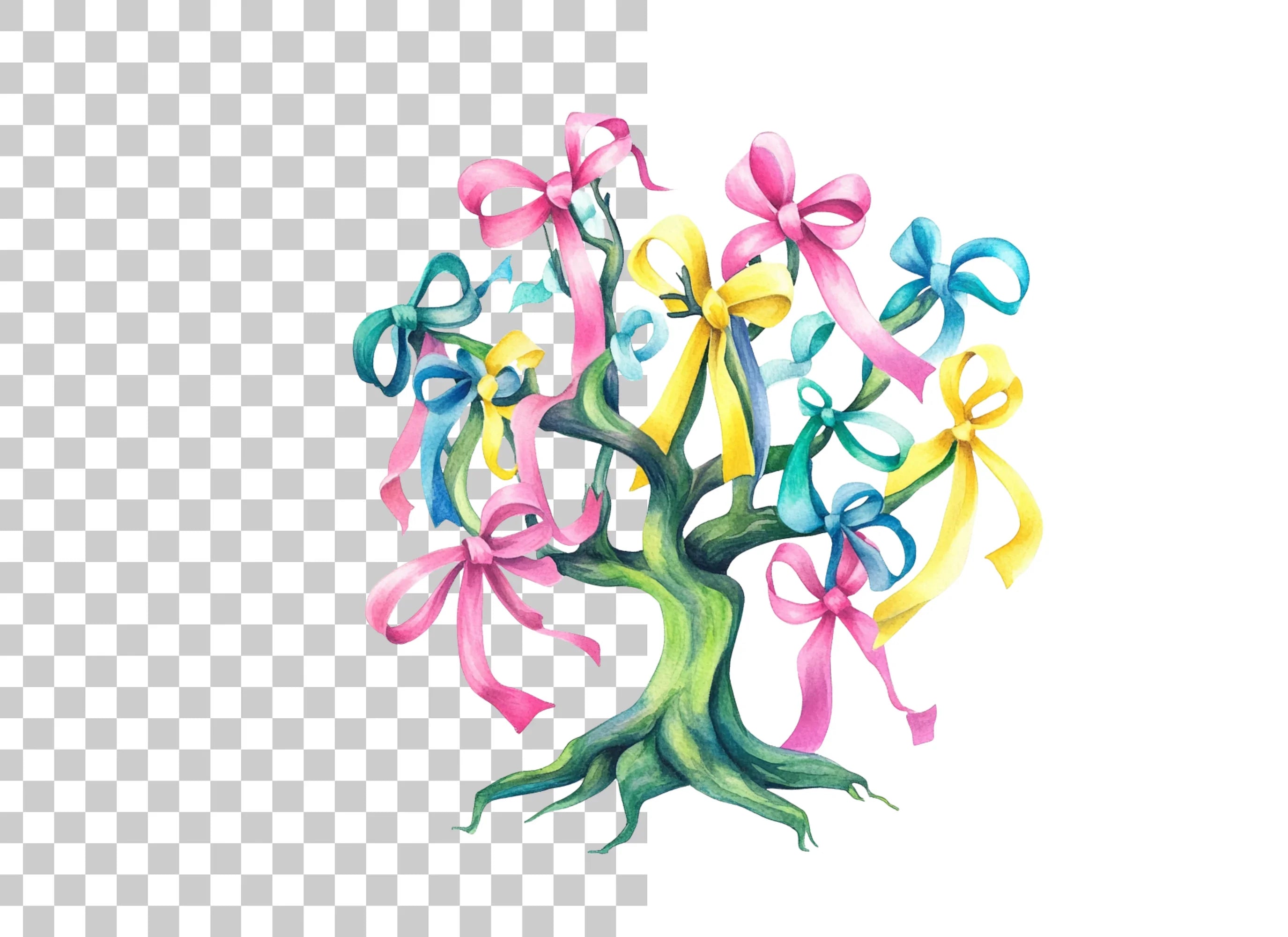 Ribbon Trees Clipart Bundle