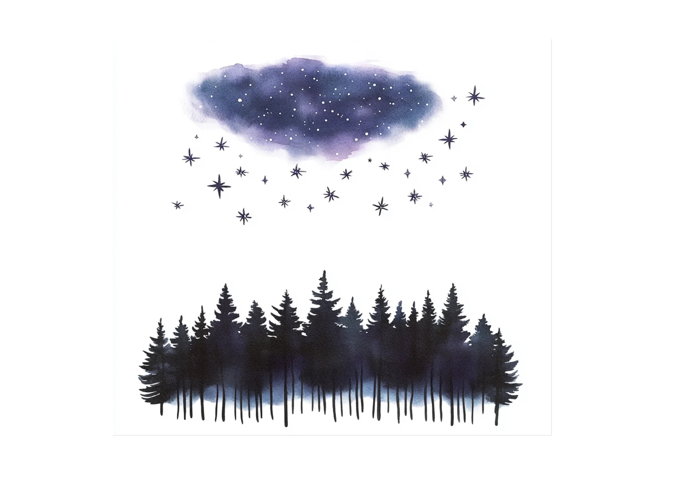 Night Sky Forest Clipart Bundle