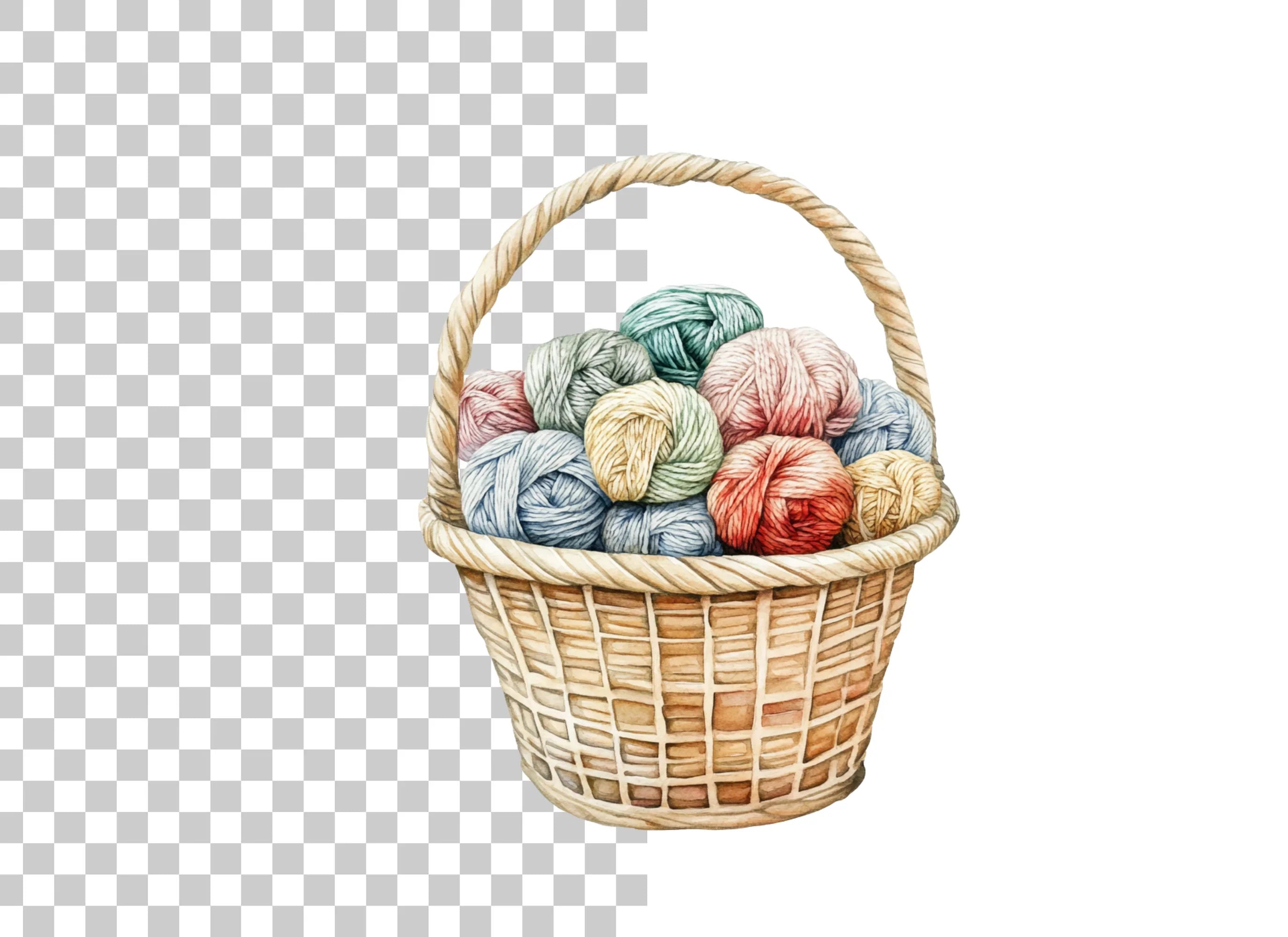 Cozy Yarn Basket Clipart Bundle