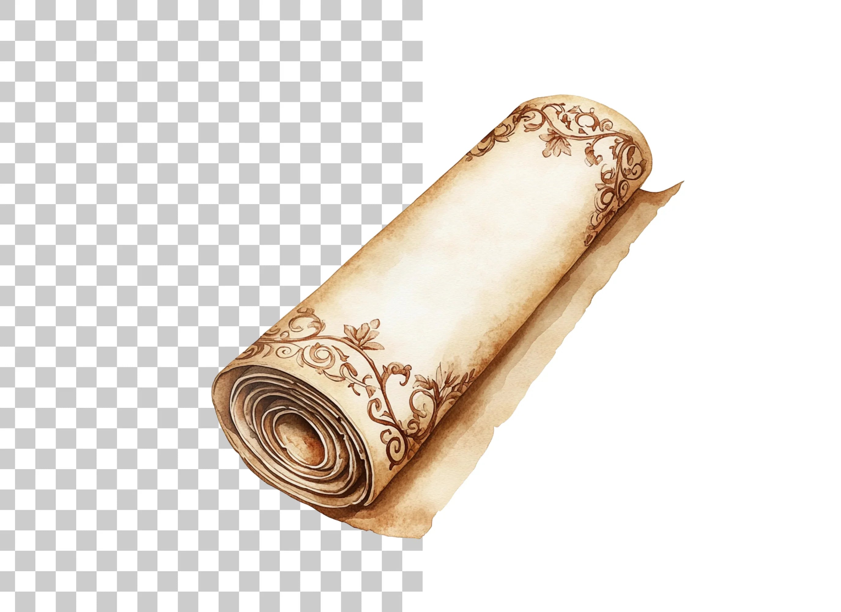 Rolled Vintage Parchment Scroll Clipart Bundle