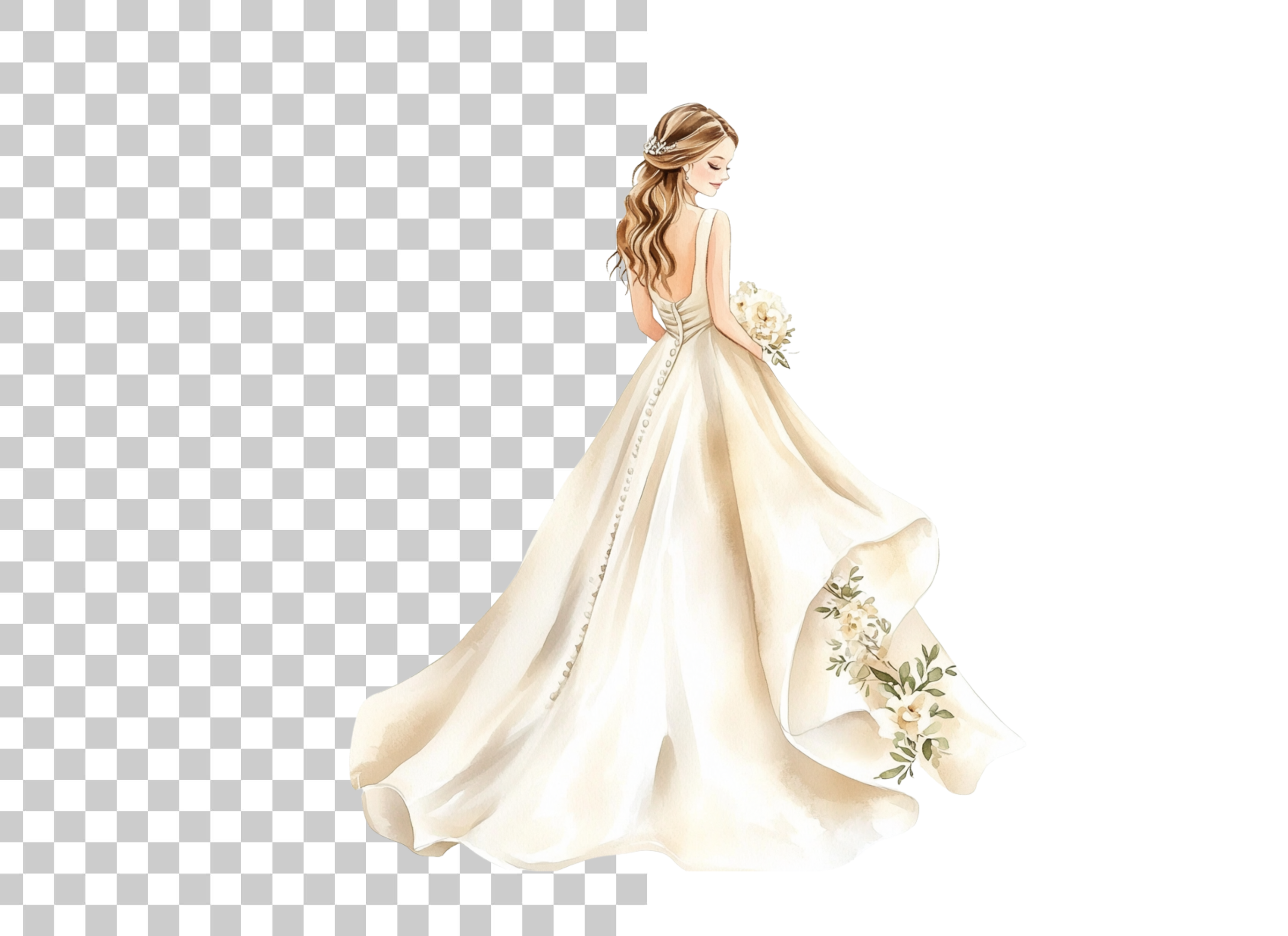 Beautiful Bride with Bouquet Clipart Bundle