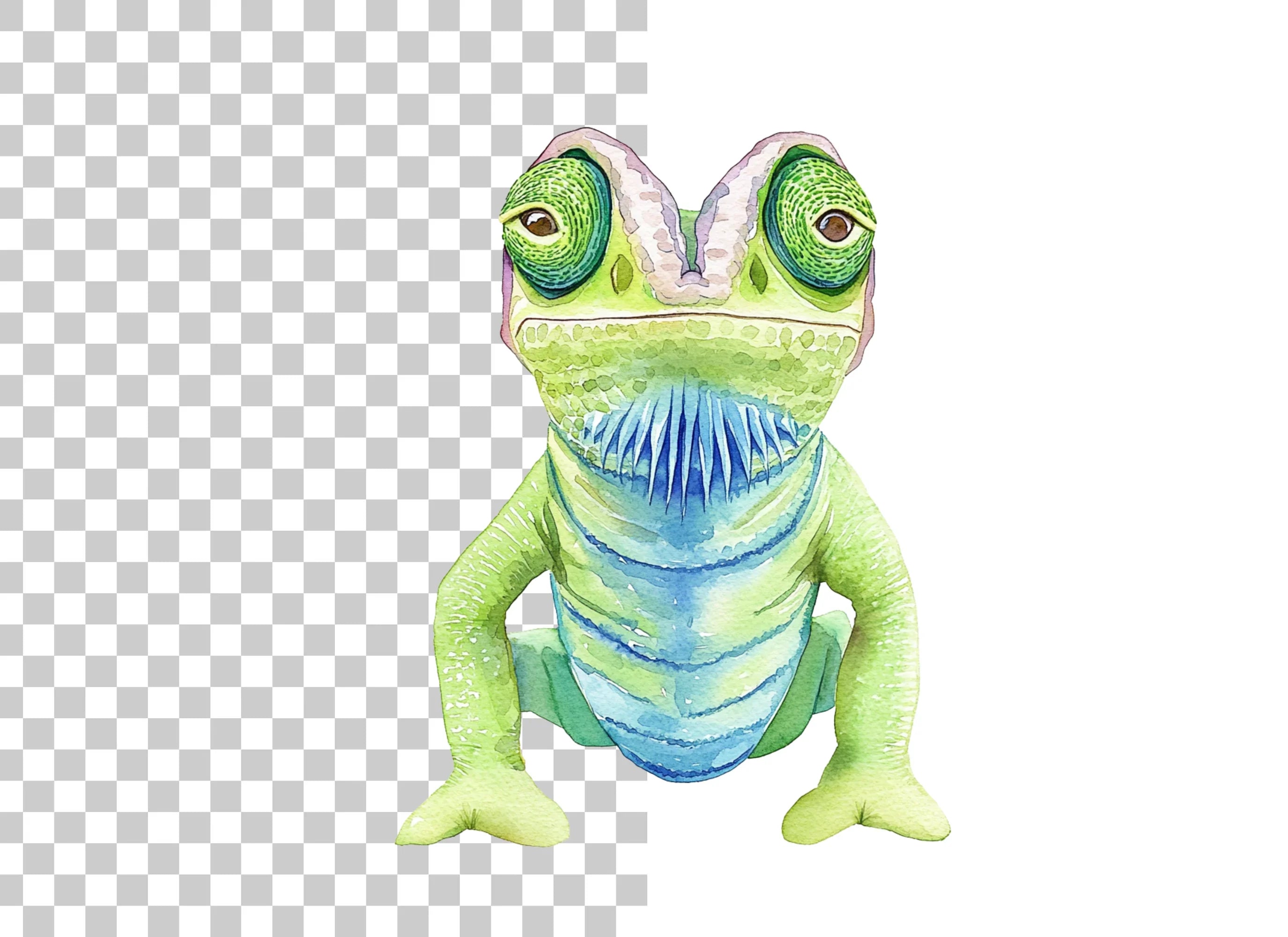 Cute Green Chameleon Clipart Bundle