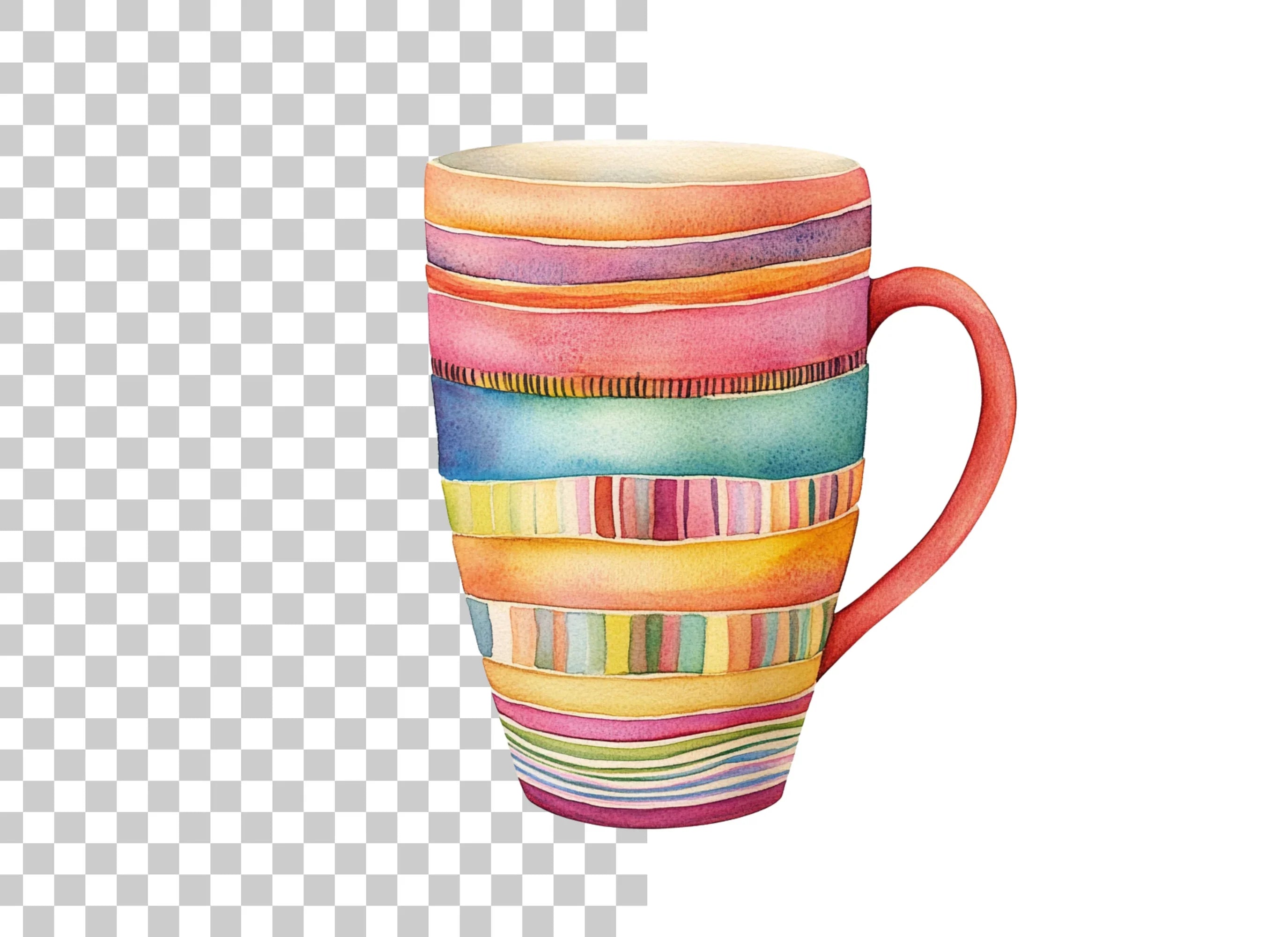 Stacked Striped Mugs Clipart Bundle