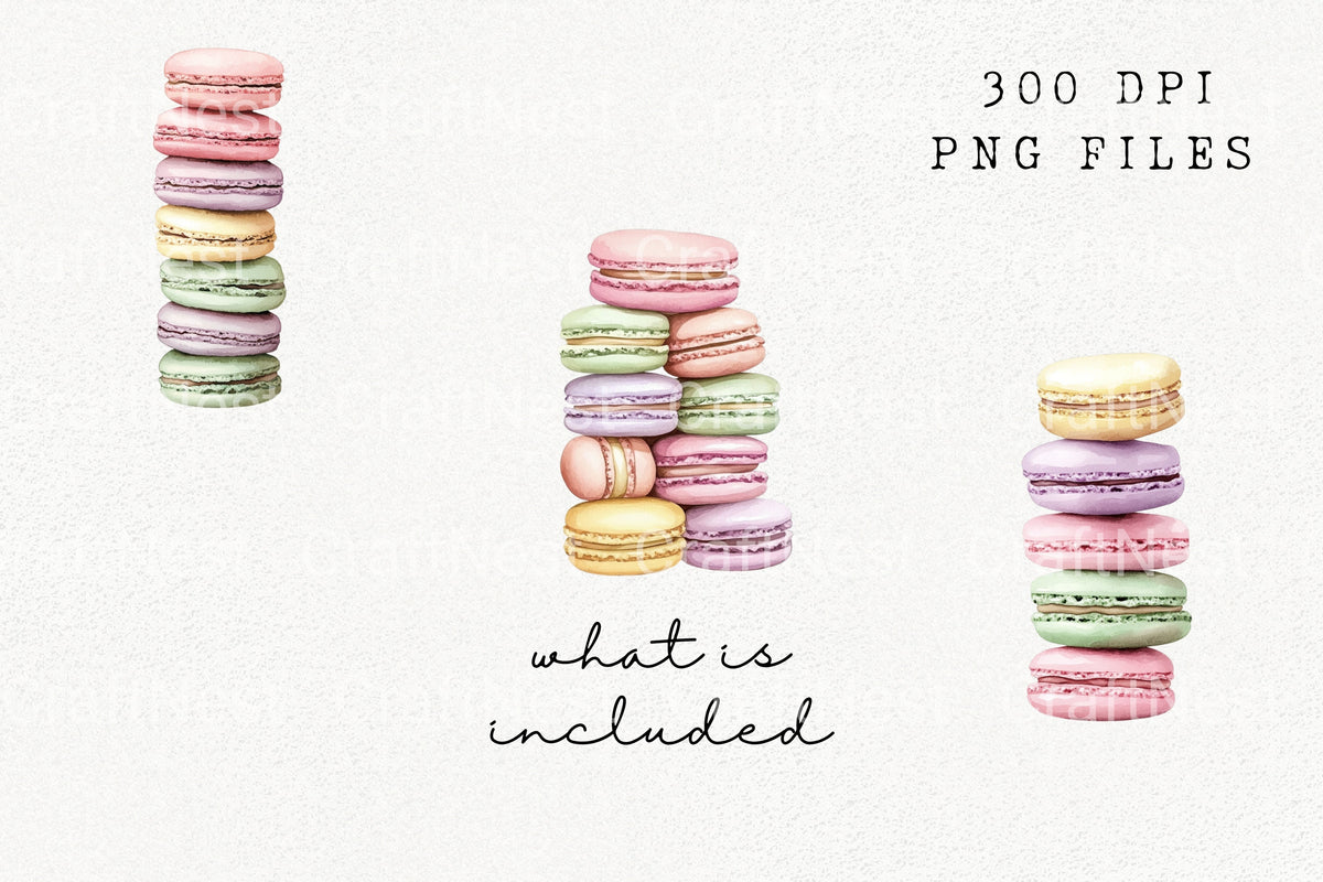 Pastel Macarons Stacked Clipart Bundle