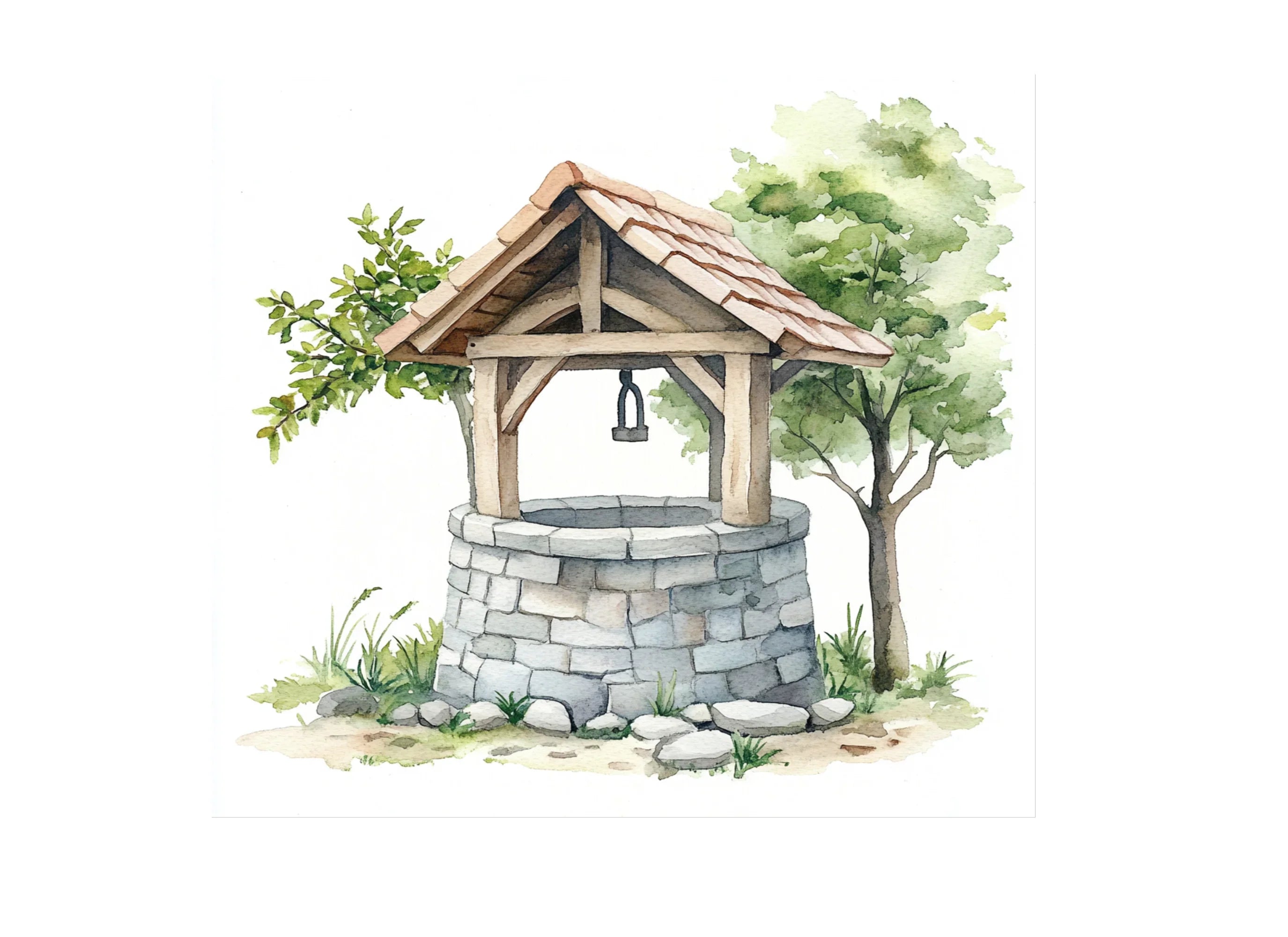 Rustic Wishing Well Clipart Bundle