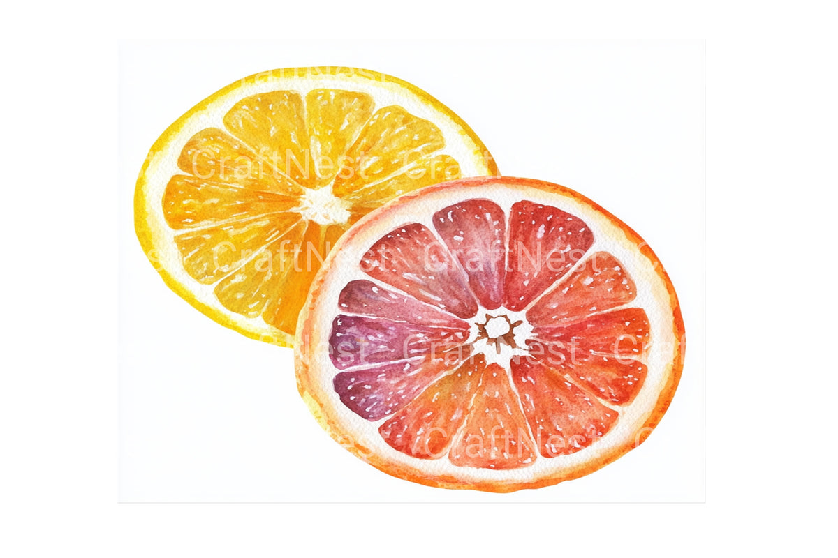 Assorted Citrus Slices Illustrations Clipart Bundle