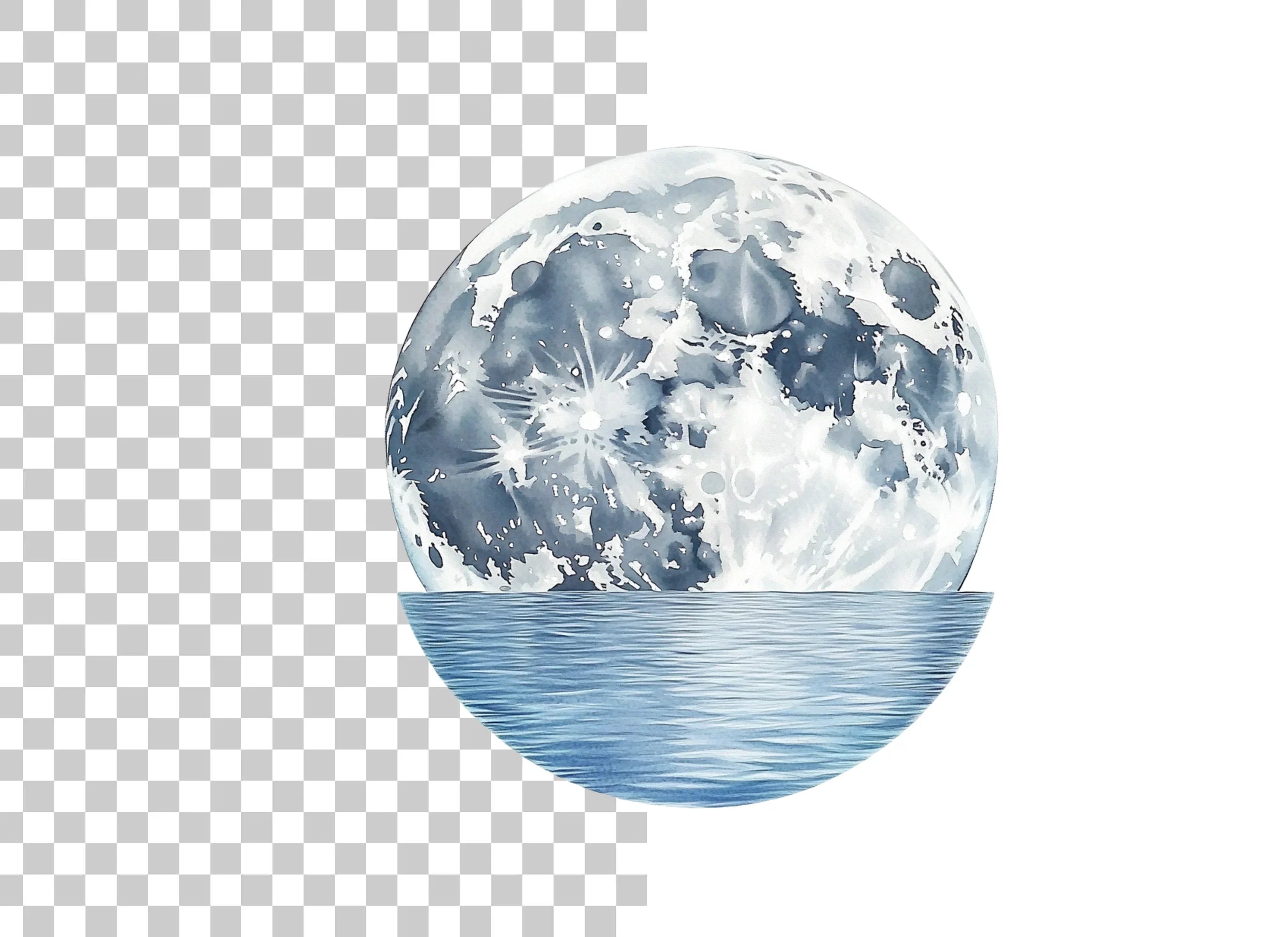 Moon Water Reflection Clipart Bundle