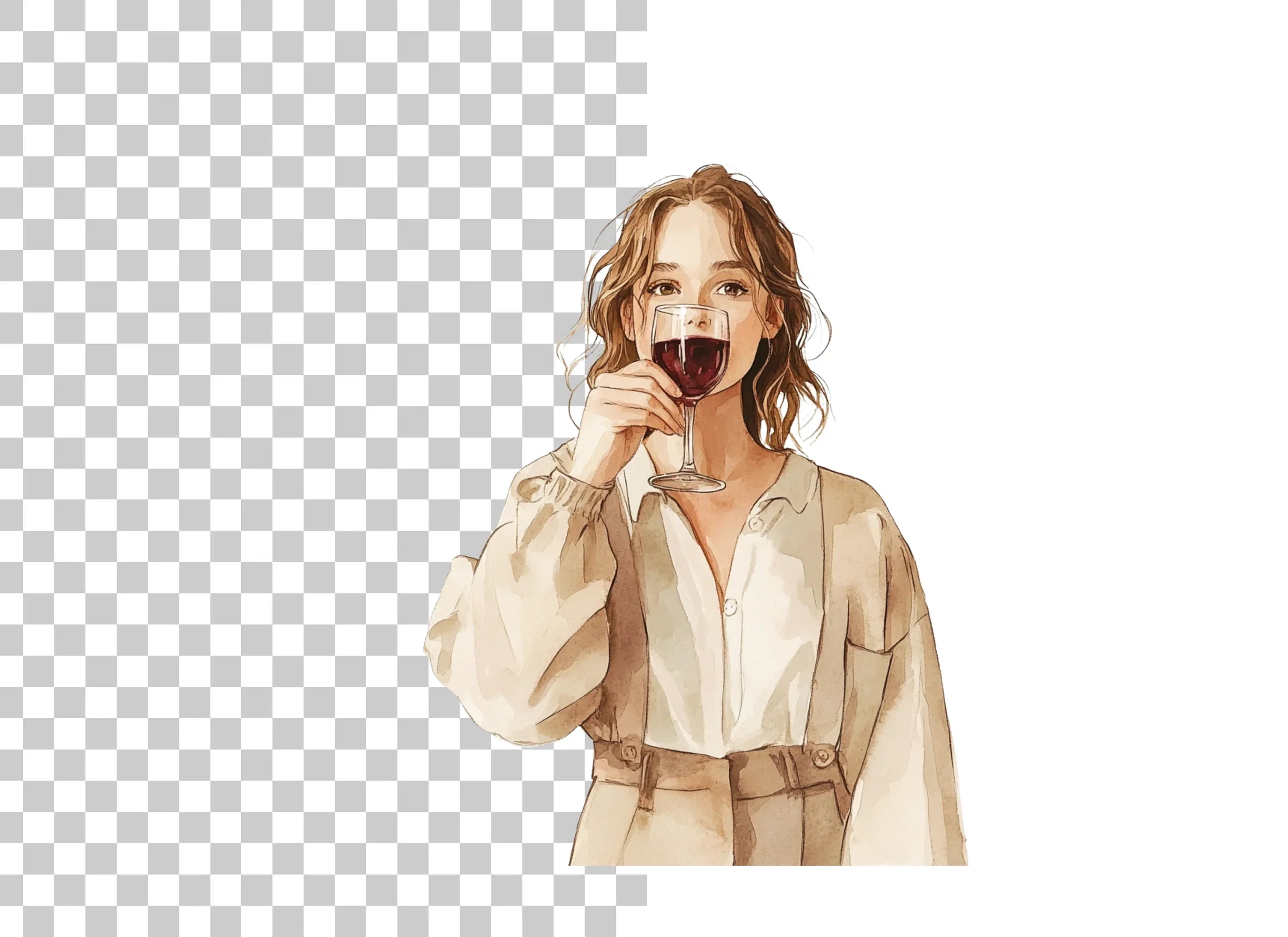 Women Drinking Wine Clipart Bundle