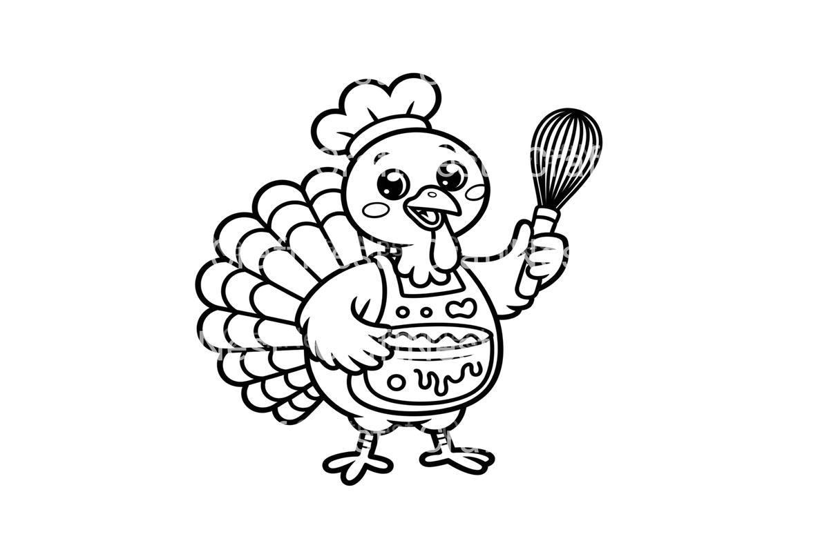 Cute Turkey Chefs Coloring Books