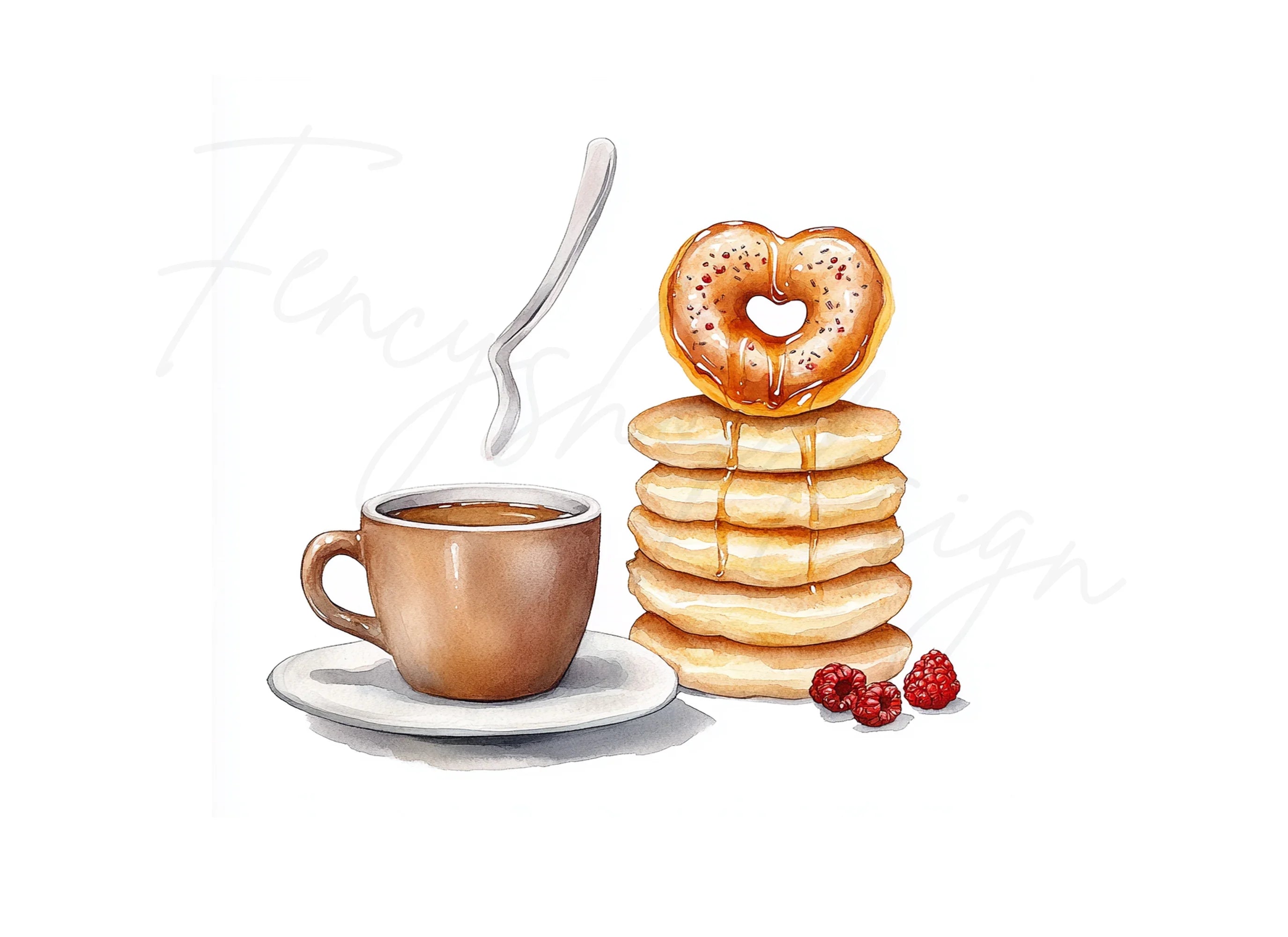 Pancake Stack Coffee Donut Clipart Bundle