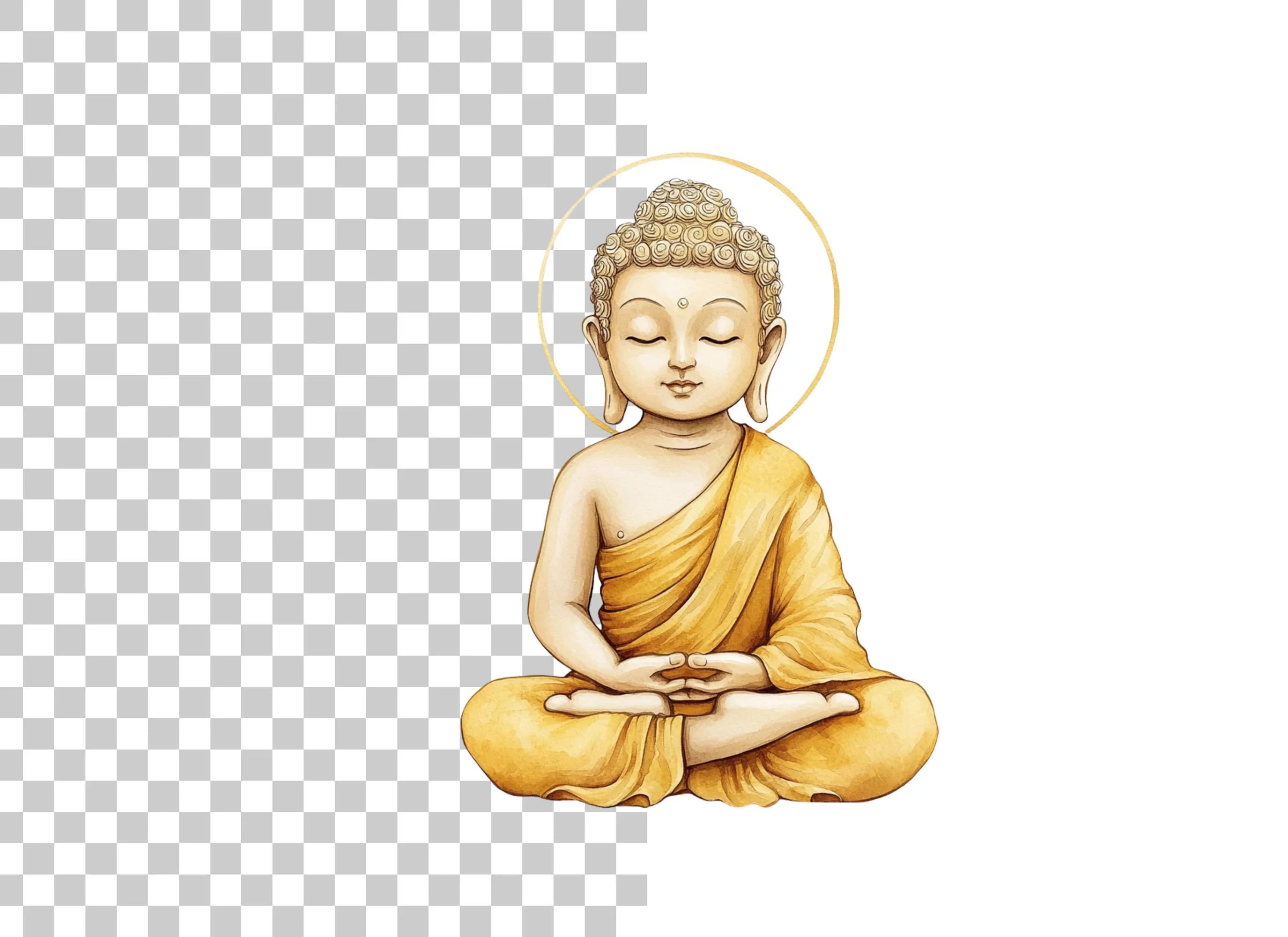 Meditating Buddha with Halo Clipart Bundle