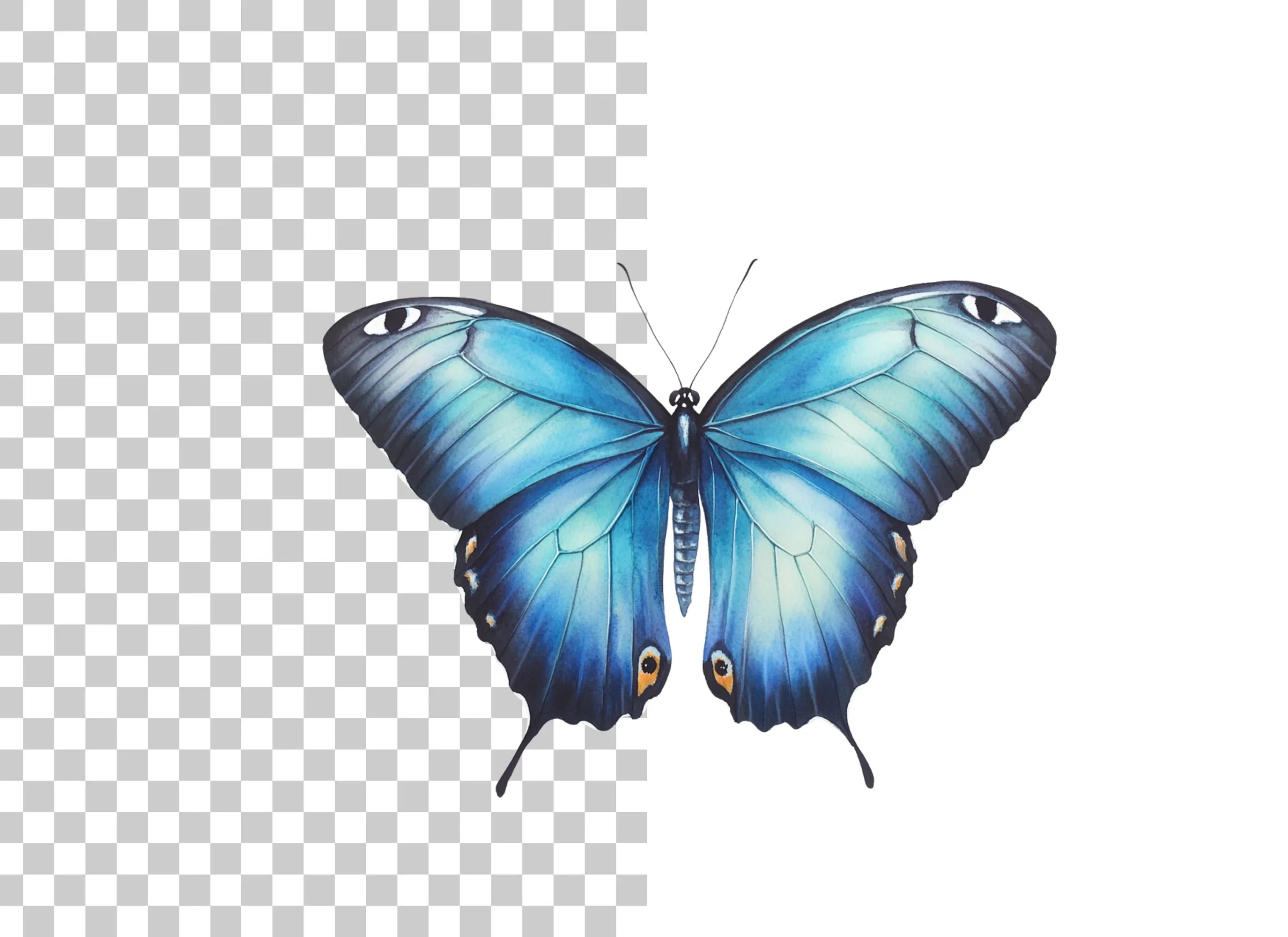 Vibrant Blue Butterfly Clipart Bundle