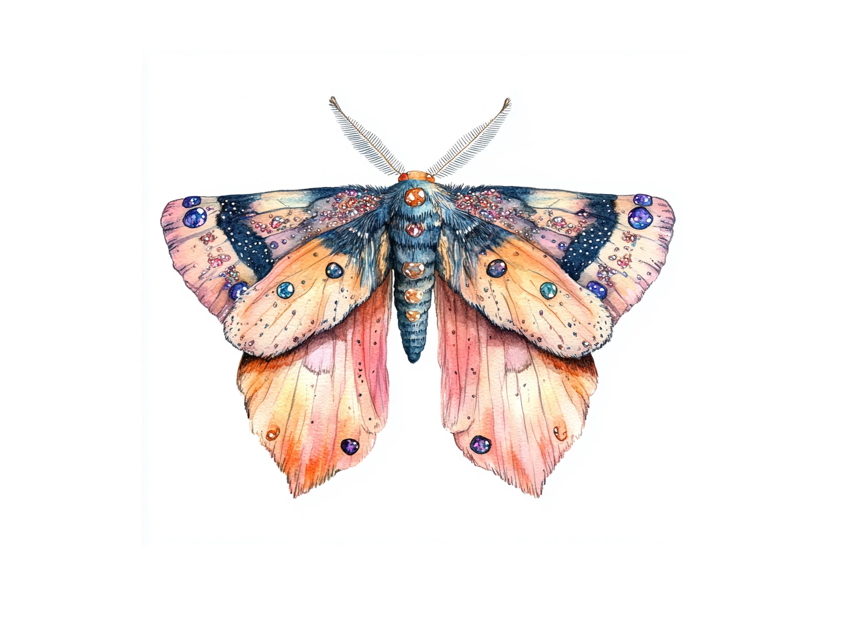 Jeweled Moth Clipart Bundle