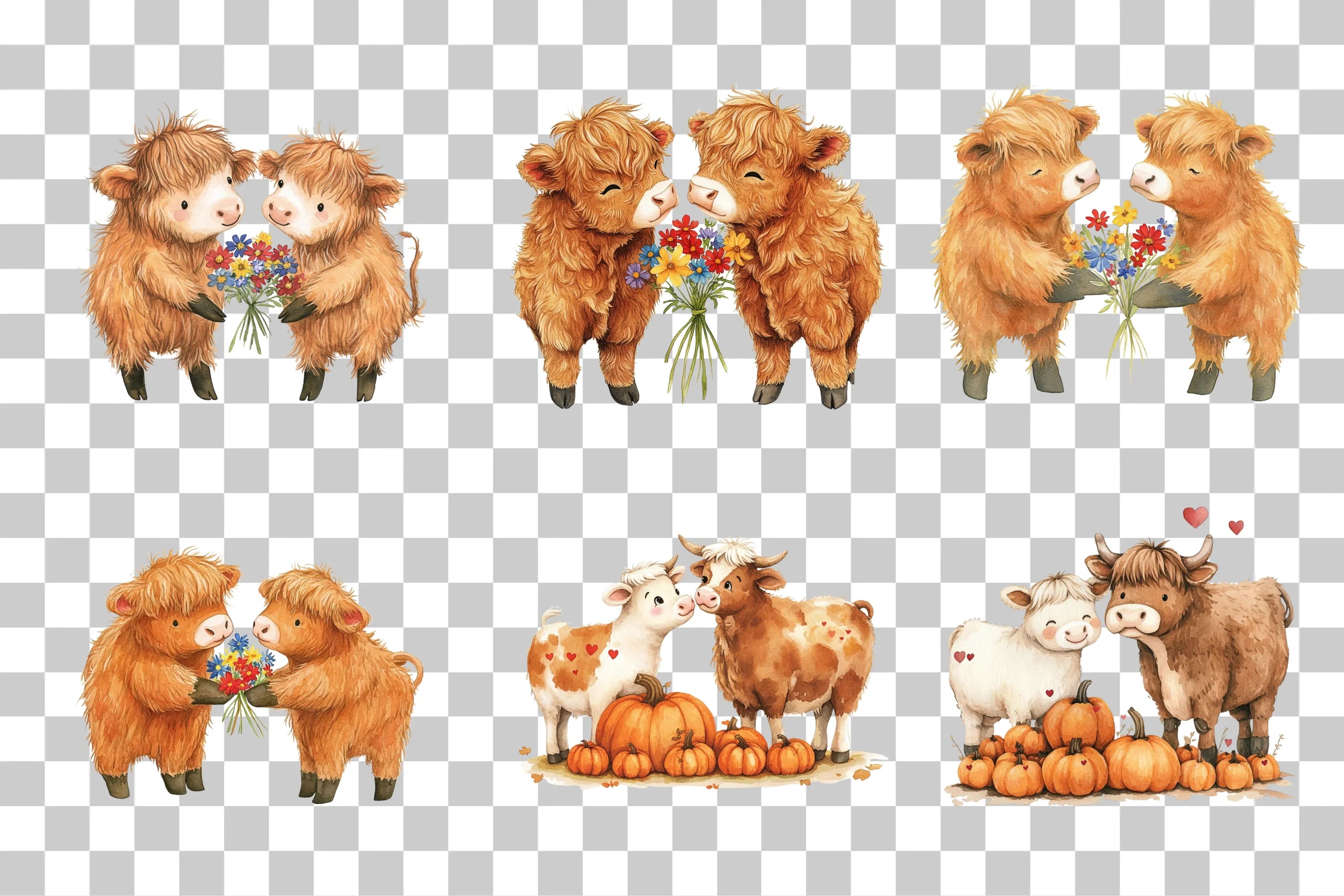 Adorable Calf Reading Sleeping Clipart Bundle