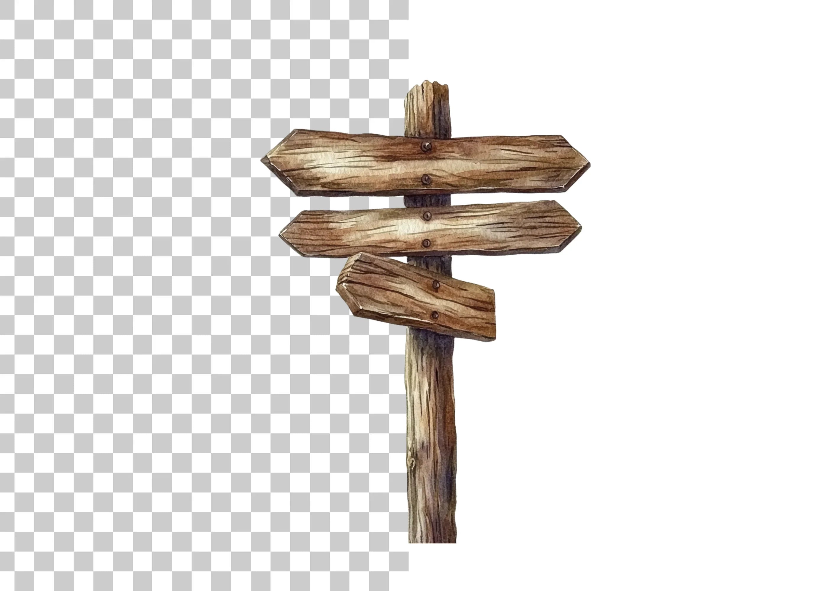 Rustic Wooden Signpost Clipart Bundle