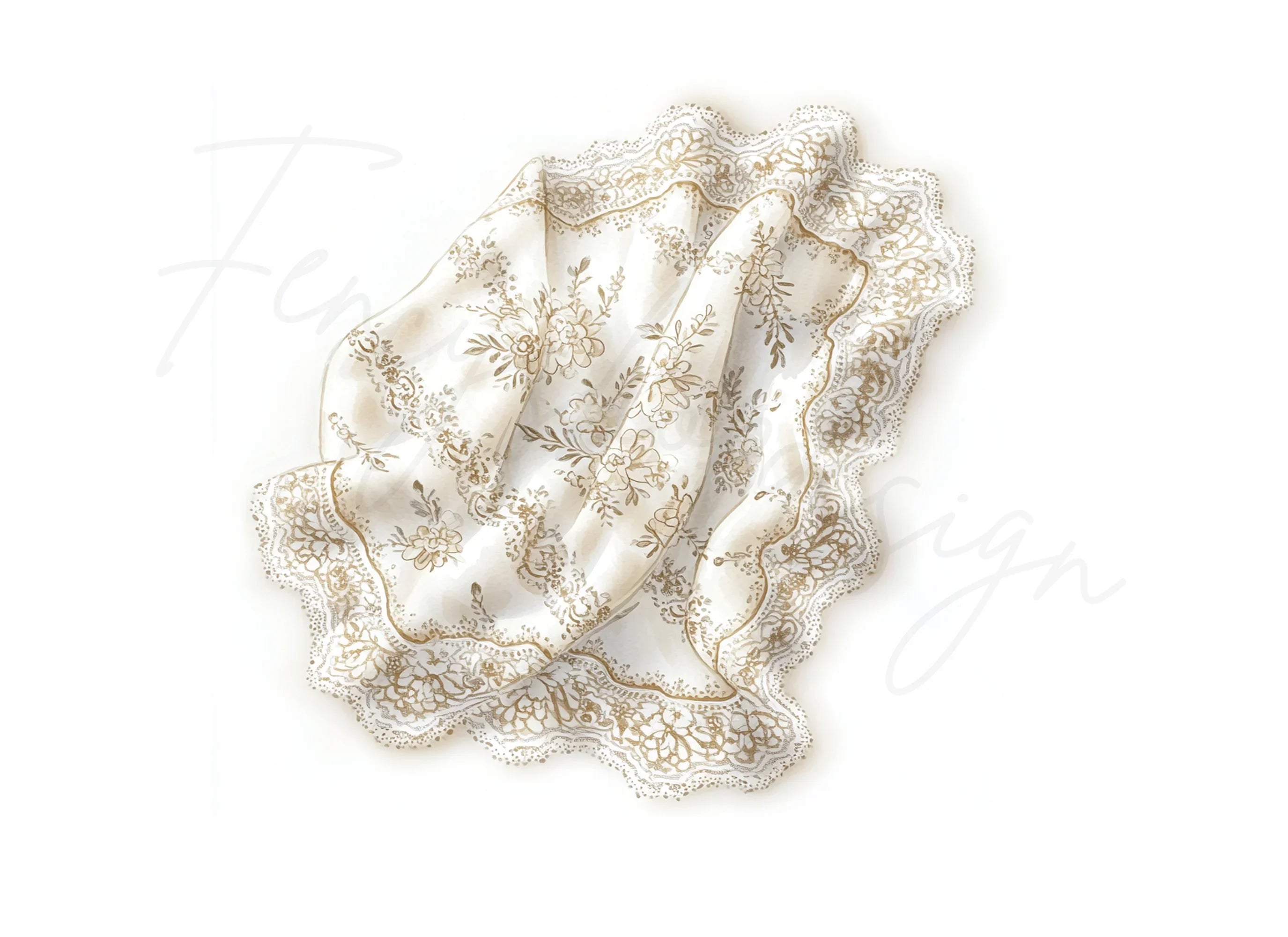 Floral Lace Fabric Clipart Bundle