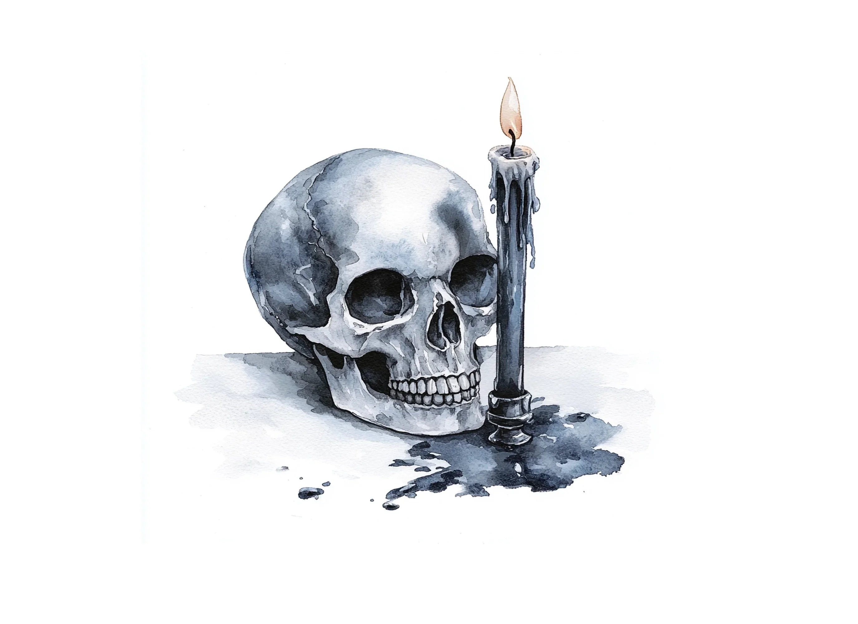 Spooky Skull and Melting Candle Clipart Bundle