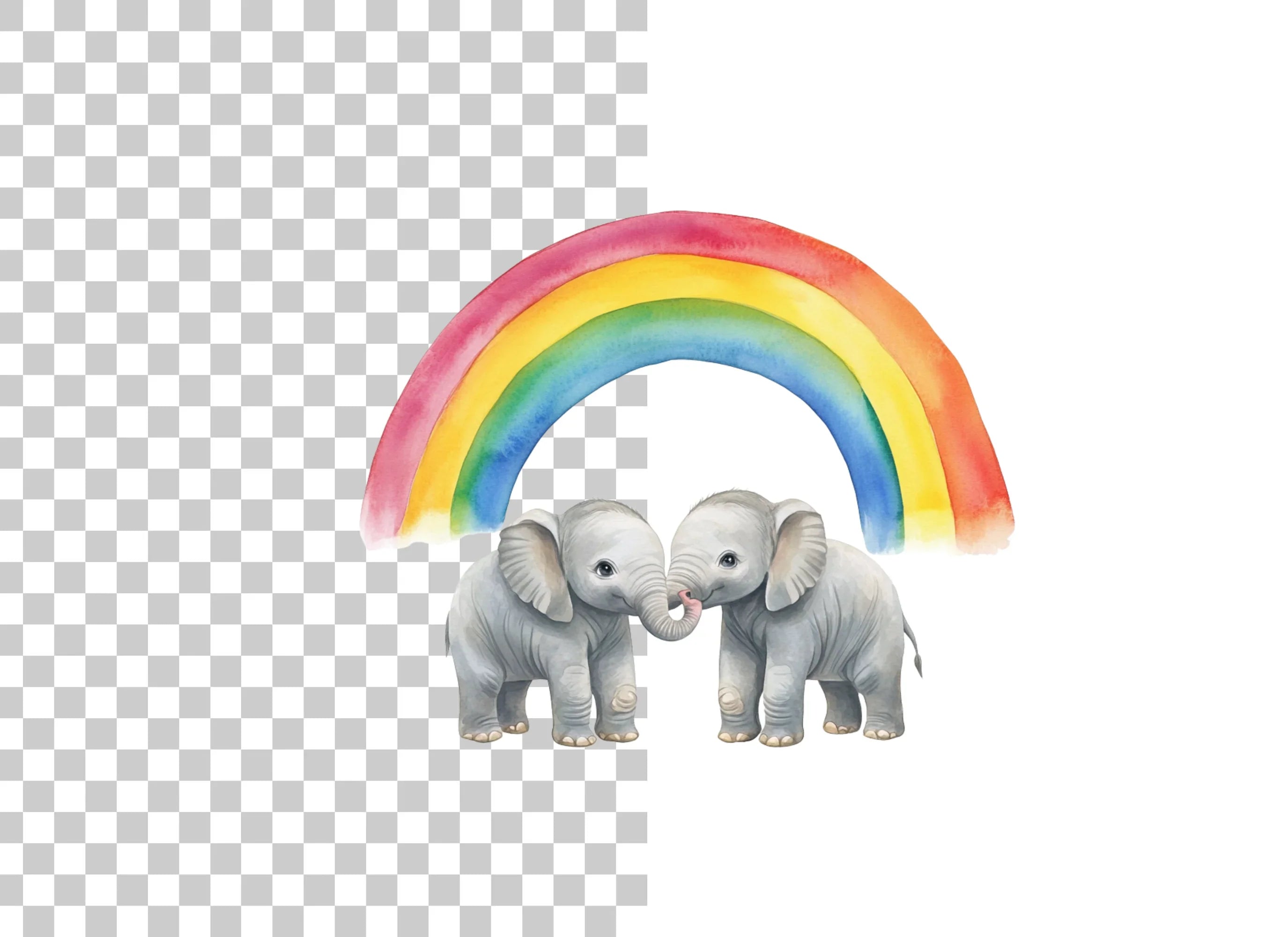 Rainbow Baby Elephant Clipart Bundle
