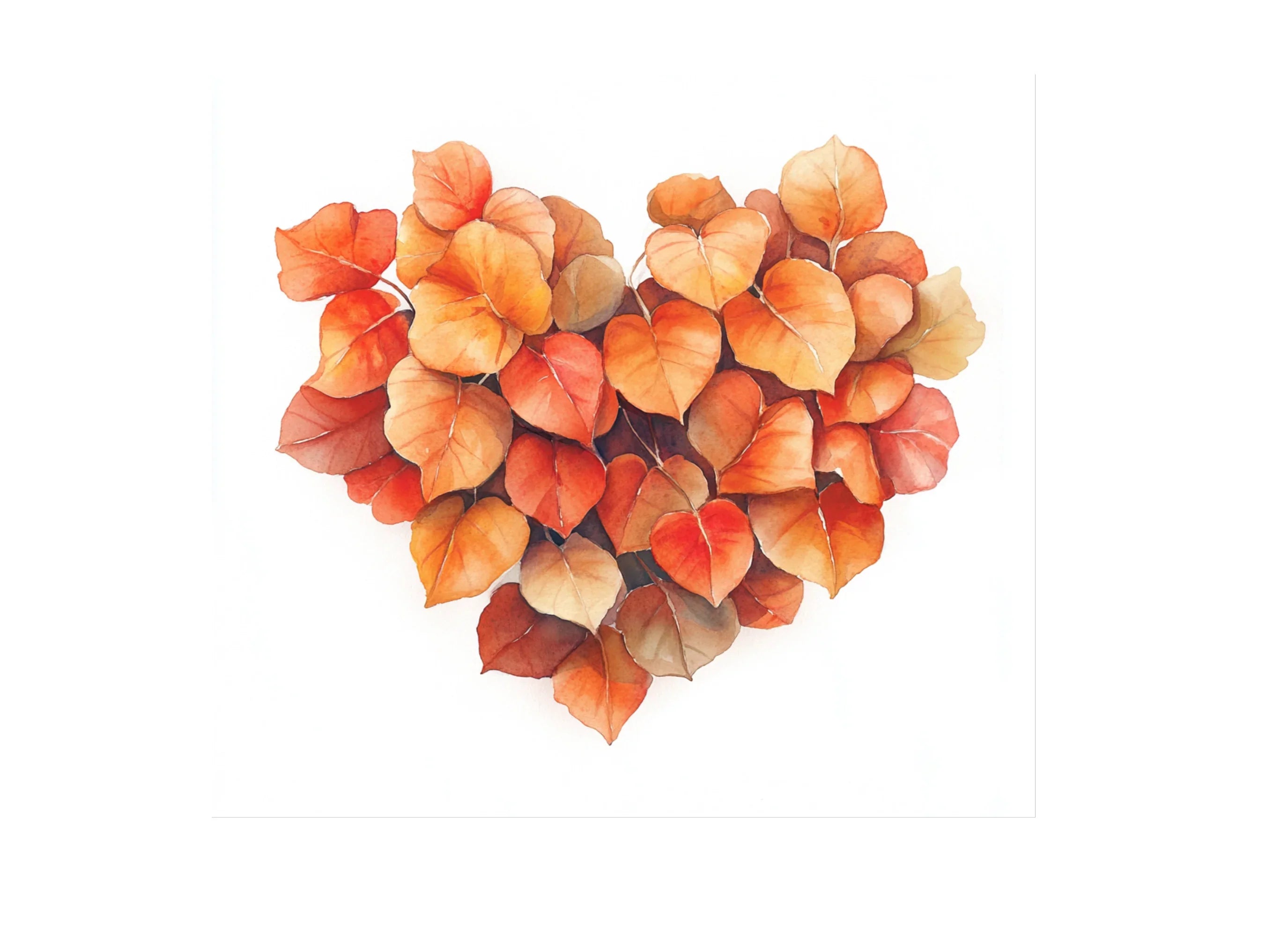 Fall Leaves & Pumpkin Heart Clipart Bundle