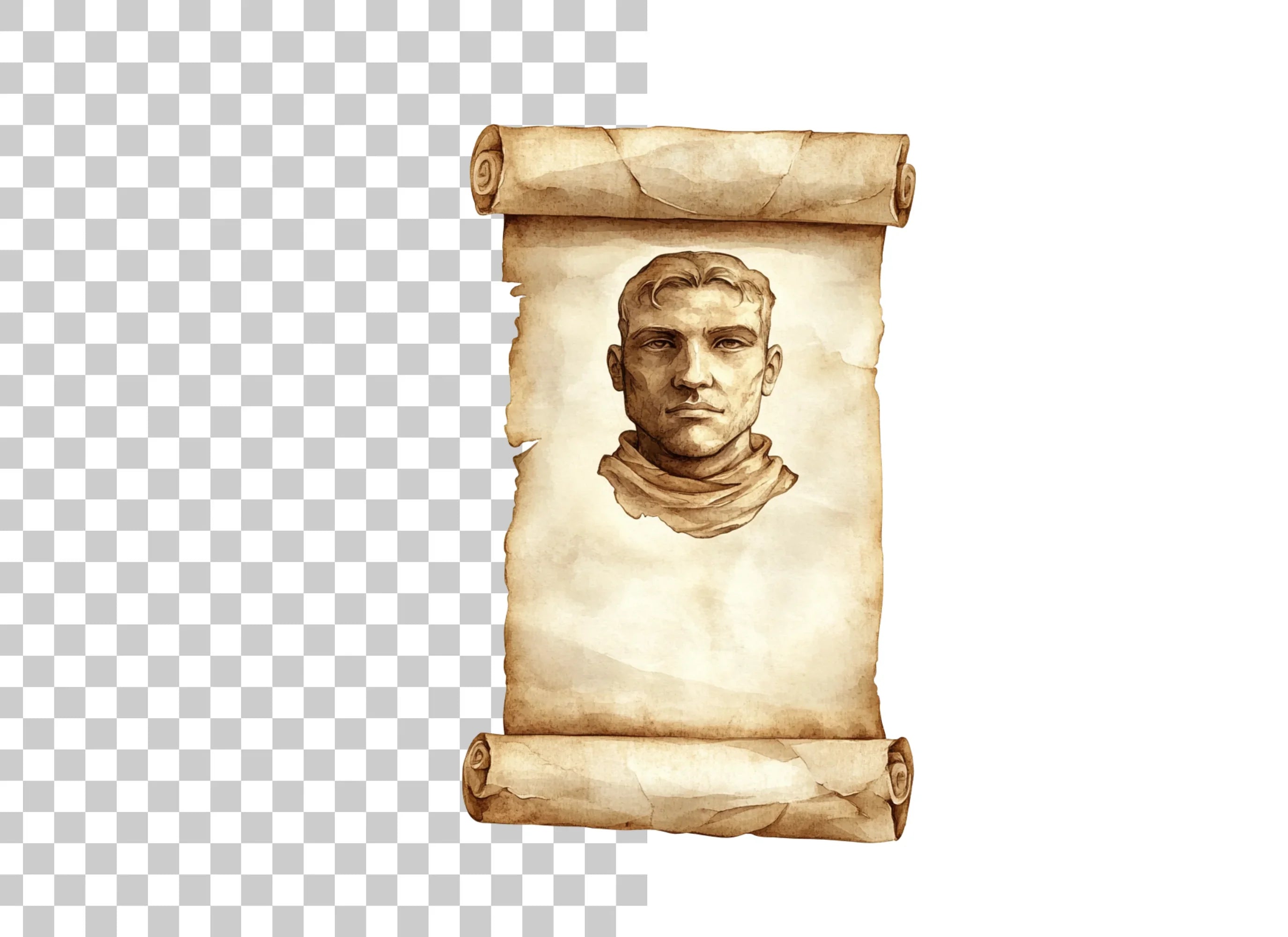 Historical Portraits on Old Scrolls Clipart Bundle