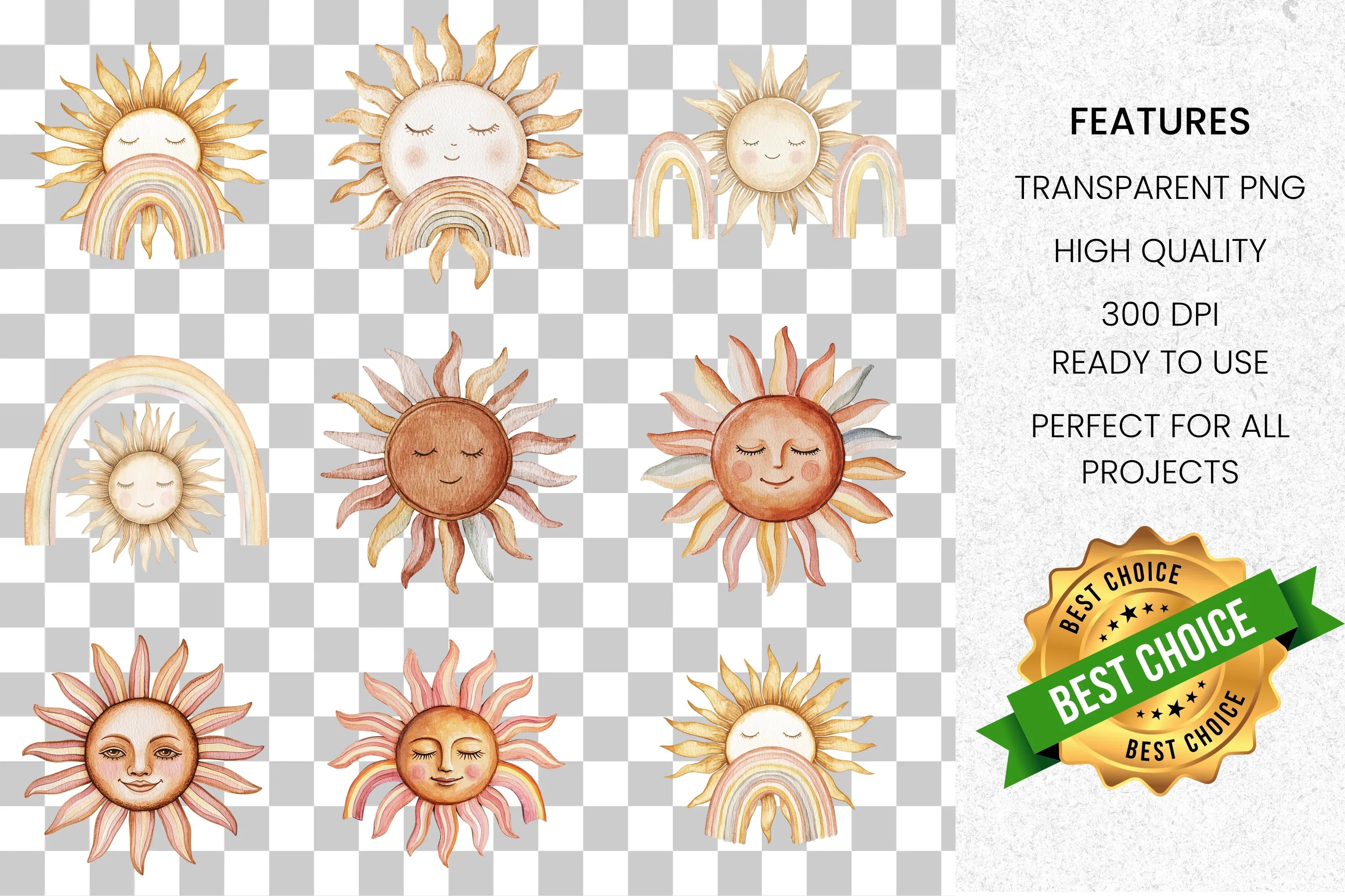 Whimsical Sun Clipart Bundle