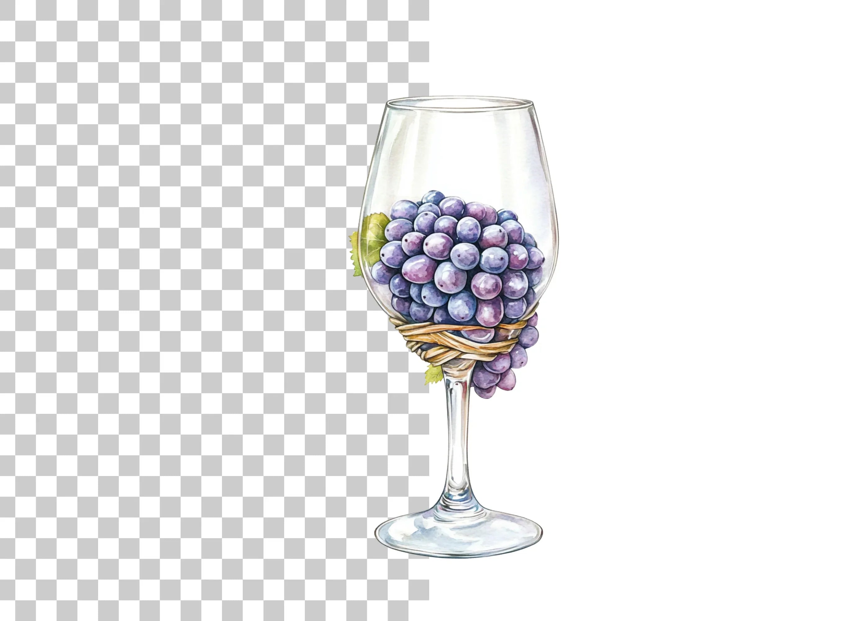 Grapes in Wine Glass Clipart Bundle