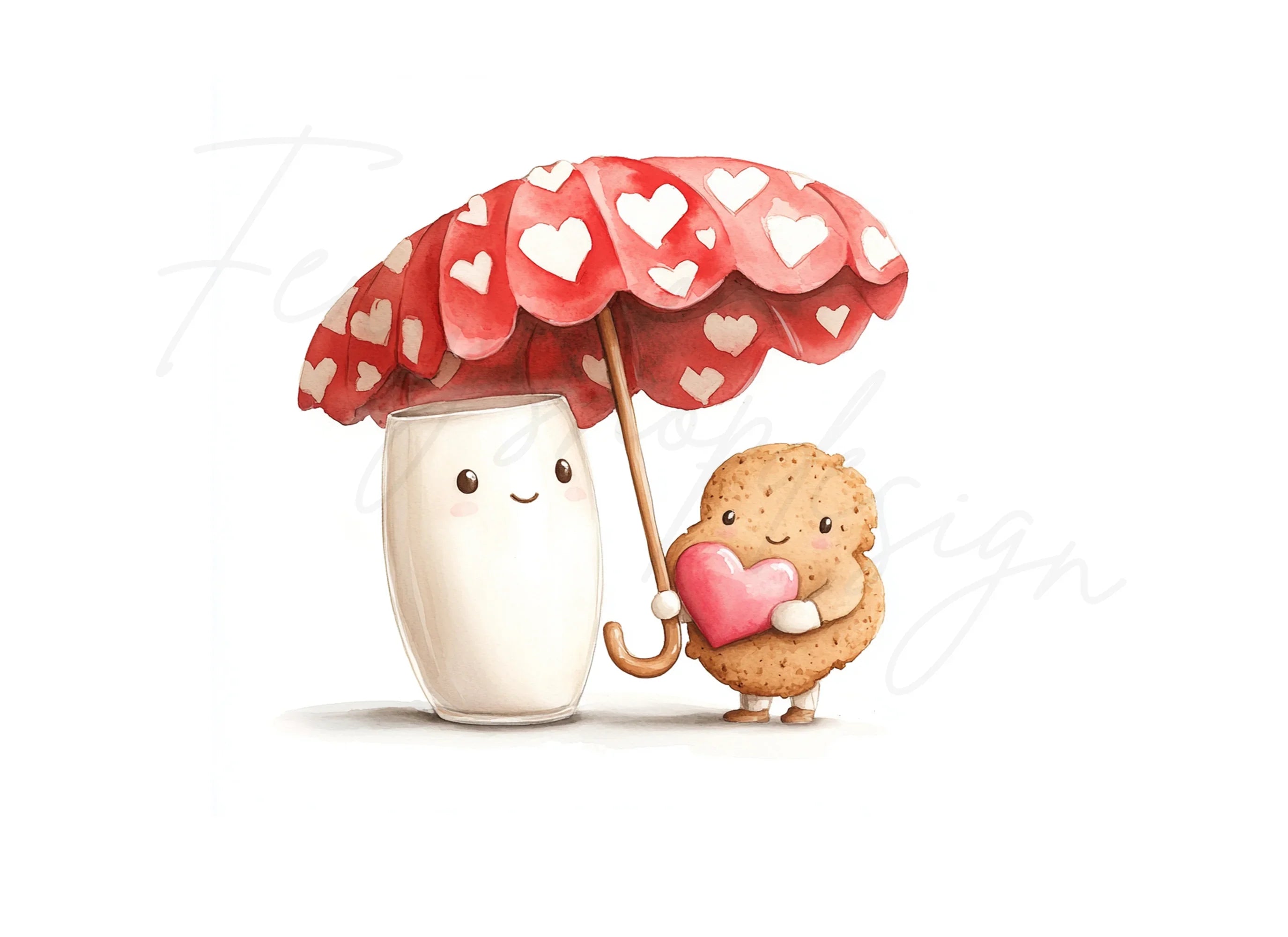 Milk and Cookie Valentine Clipart Bundle