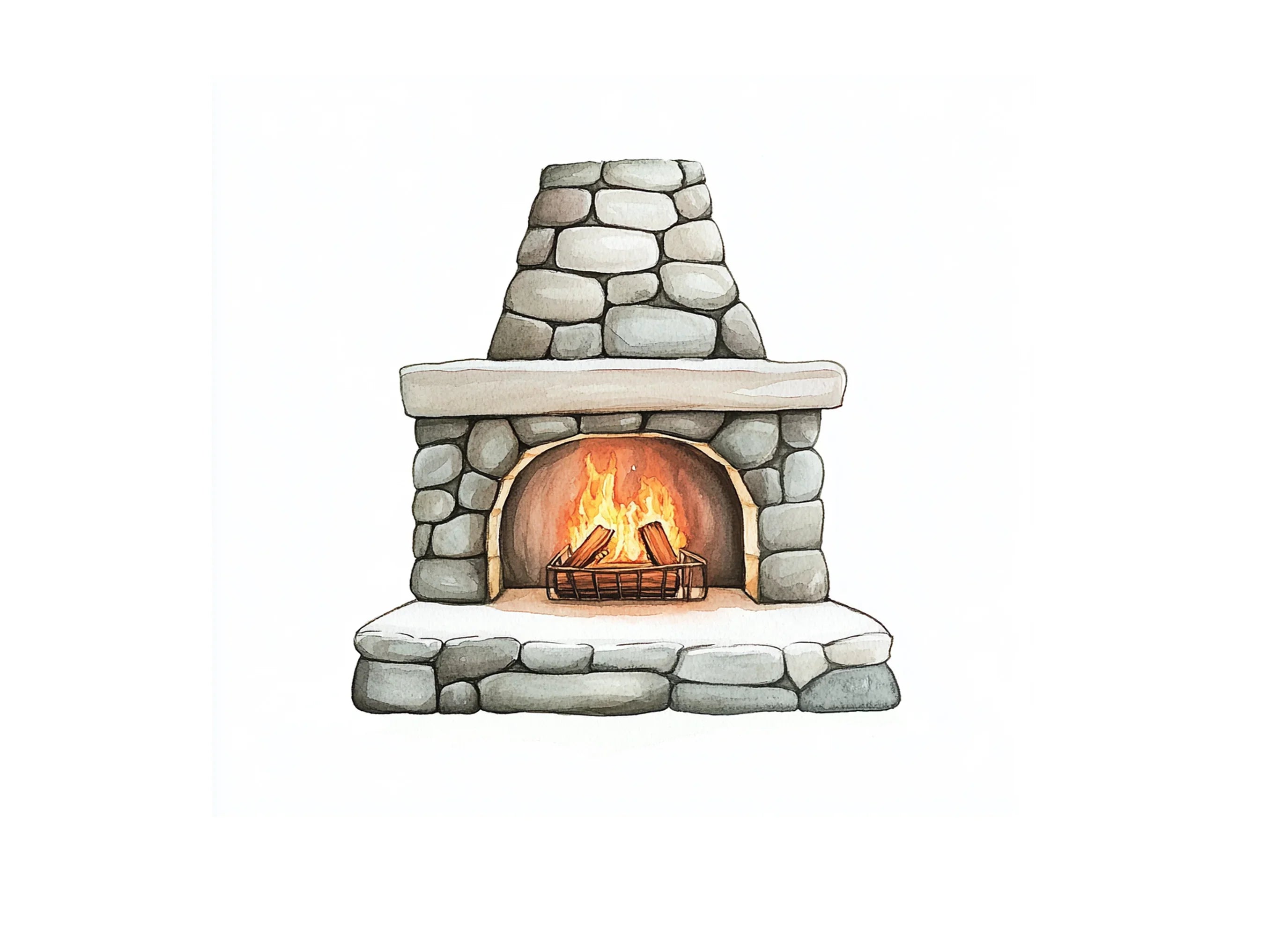 Rustic Stone Fireplace Clipart Bundle