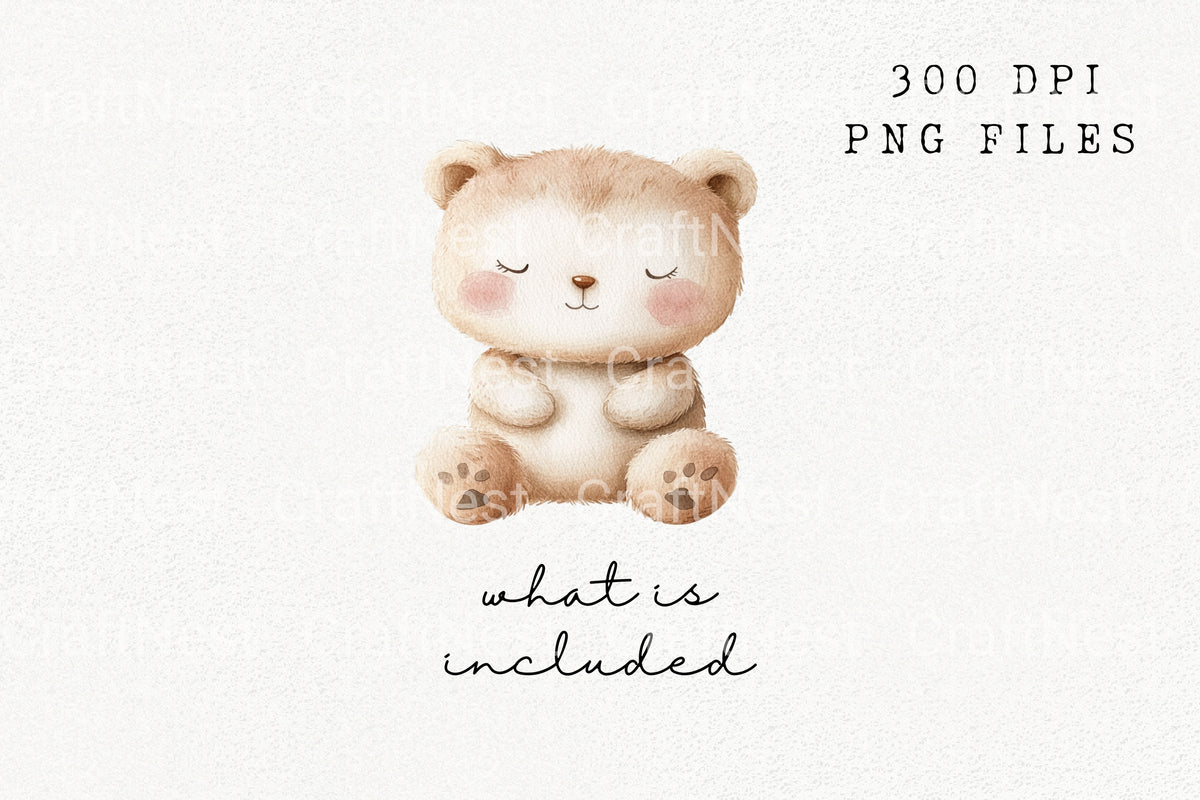 Sleeping Teddy Bear Clipart Bundle