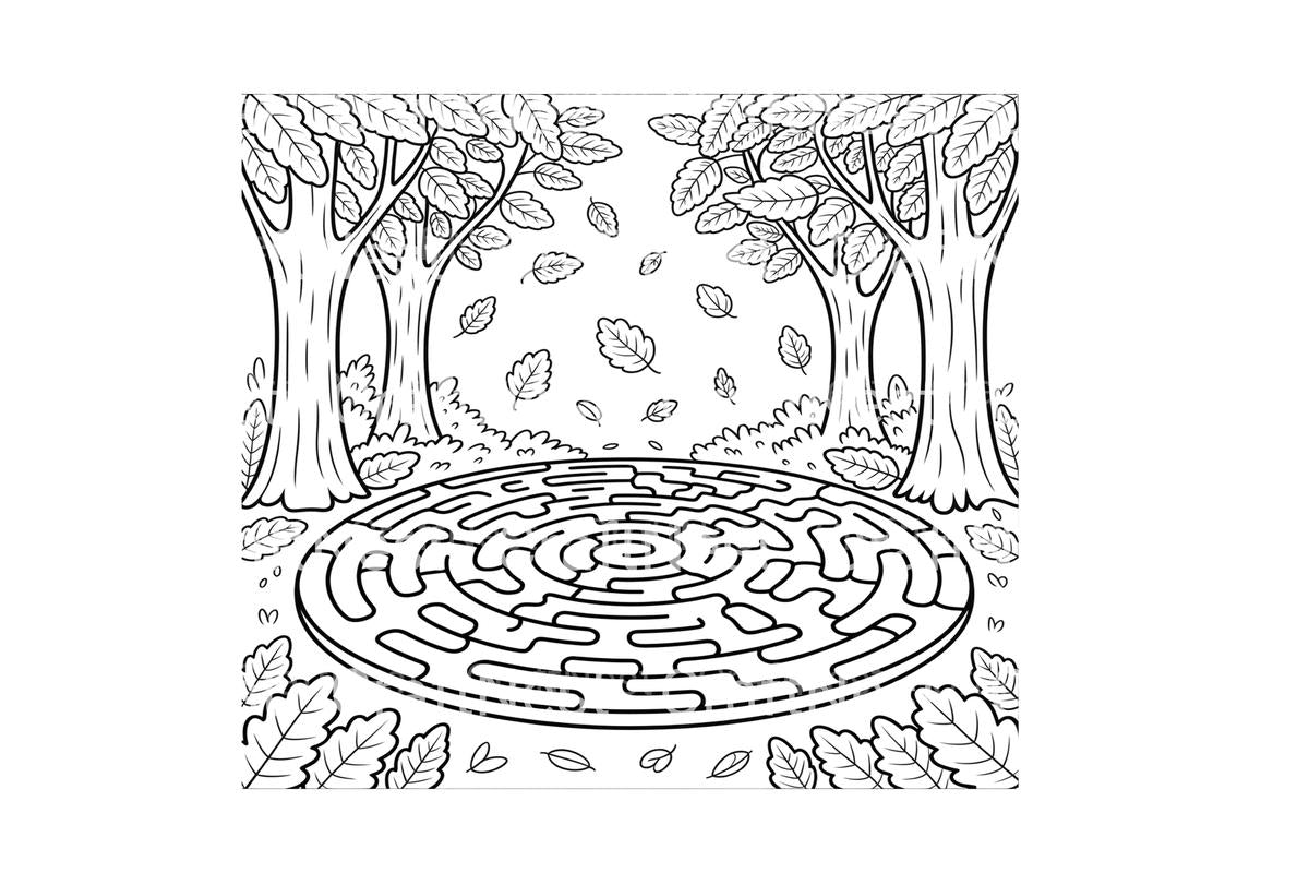 Cute Autumn Leaves Maze Coloring Books