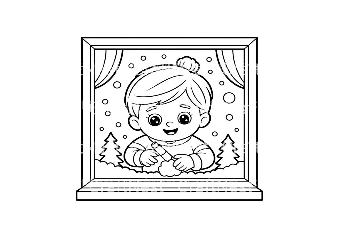 Kids Crafting Winter Scene Coloring Books
