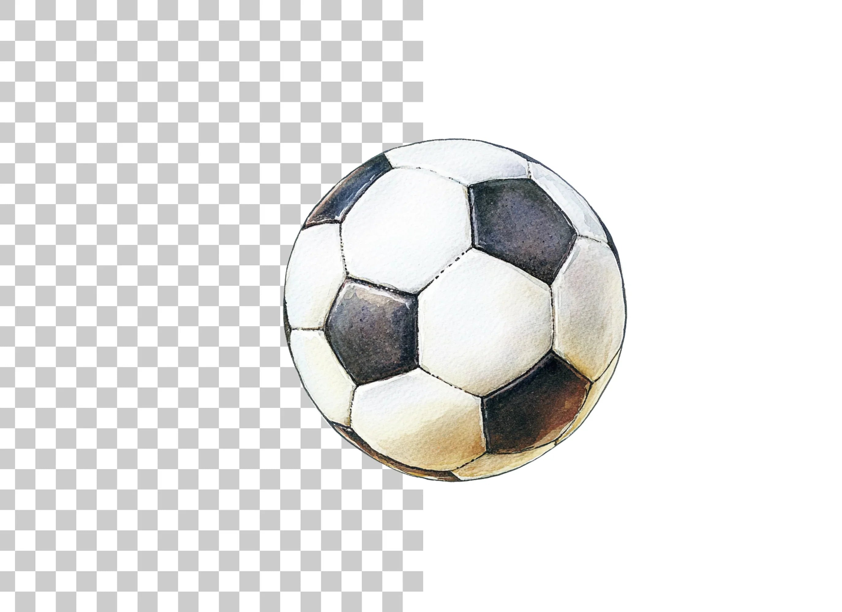 Hand Painted Soccer Ball Illustrations Clipart Bundle