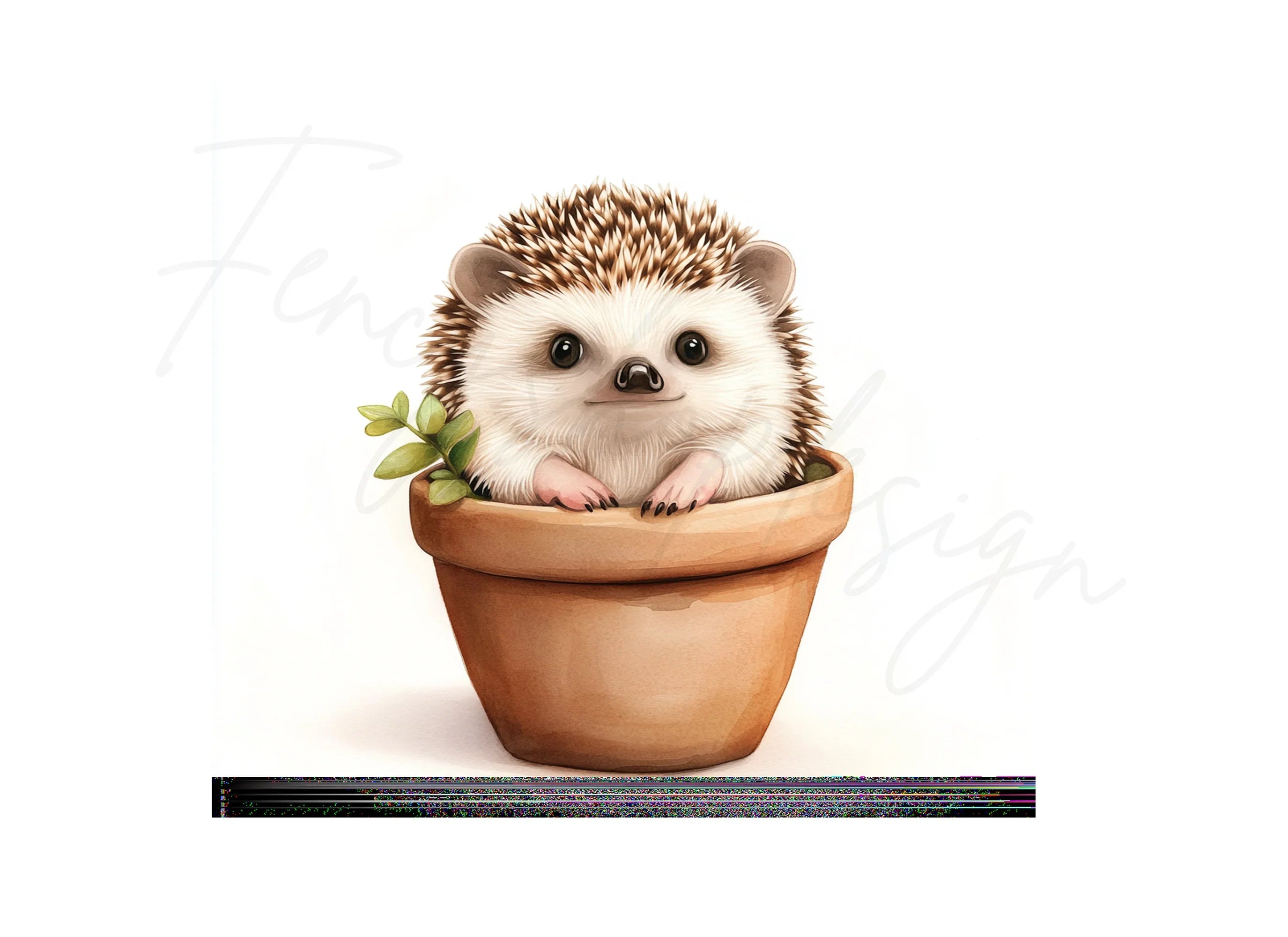 Cute Hedgehog in Pot Clipart Bundle