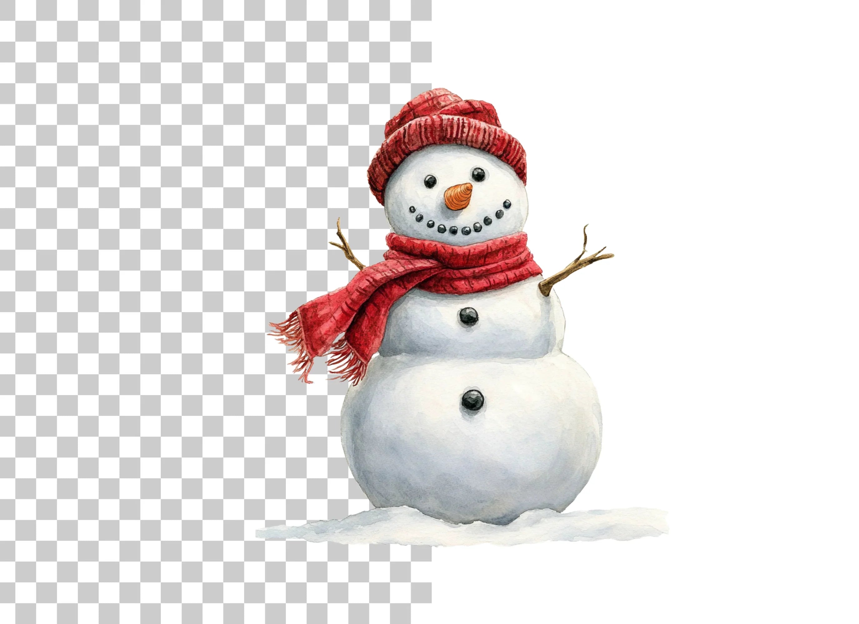 Cute Snowman with Beanie and Scarf Clipart Bundle