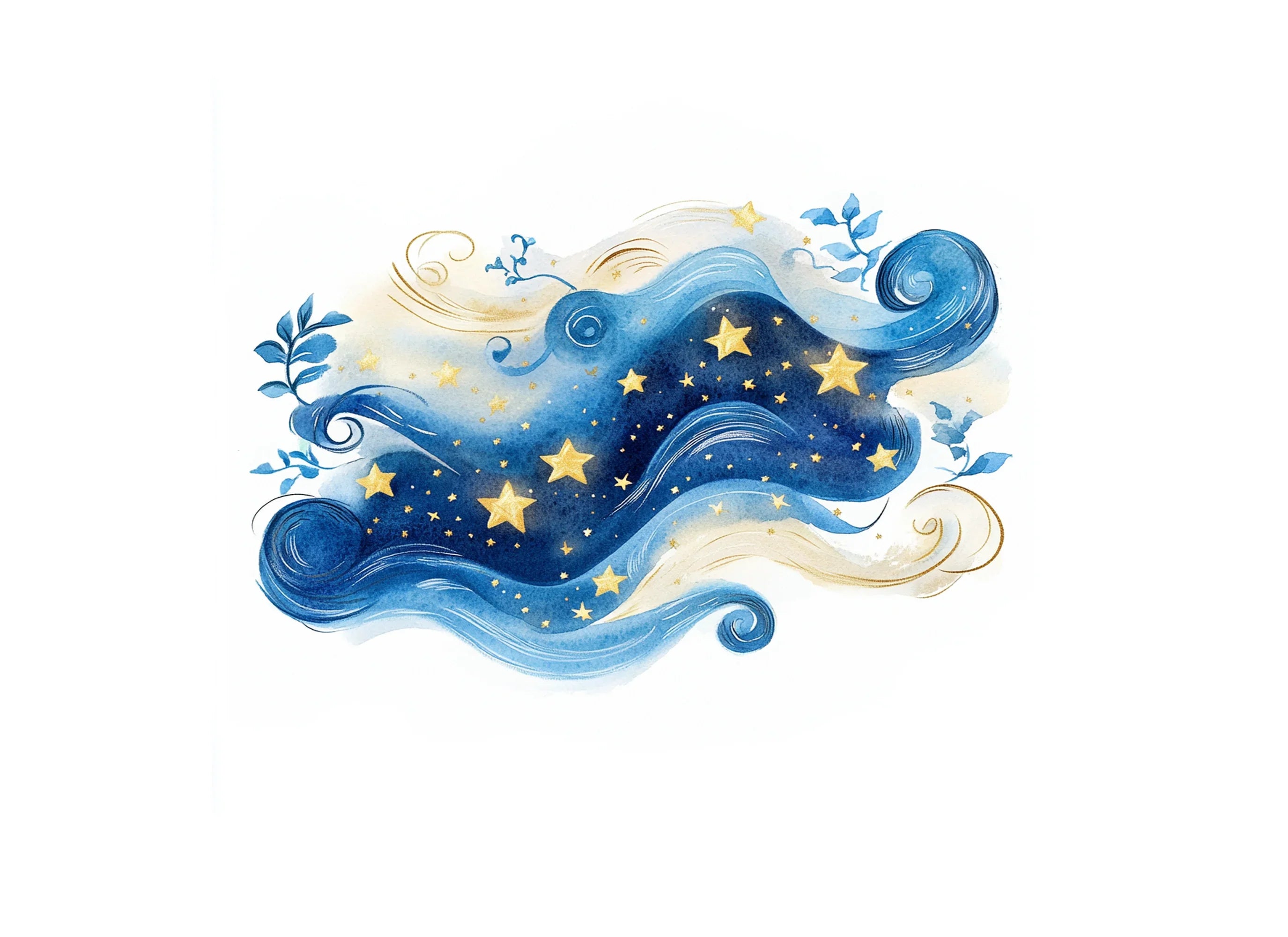 Dreamy Night Sky Stars and Clouds Clipart Bundle