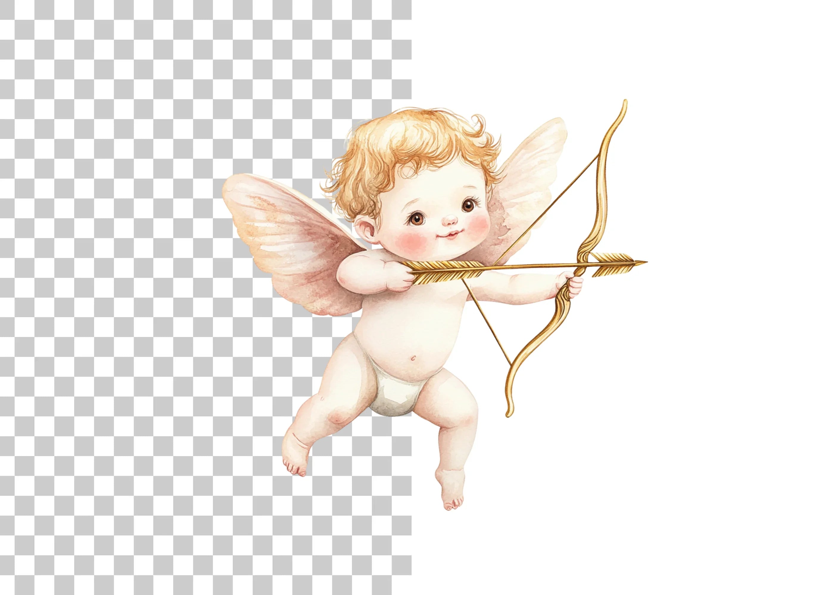 Adorable Cupid Angels with Bows Clipart Bundle