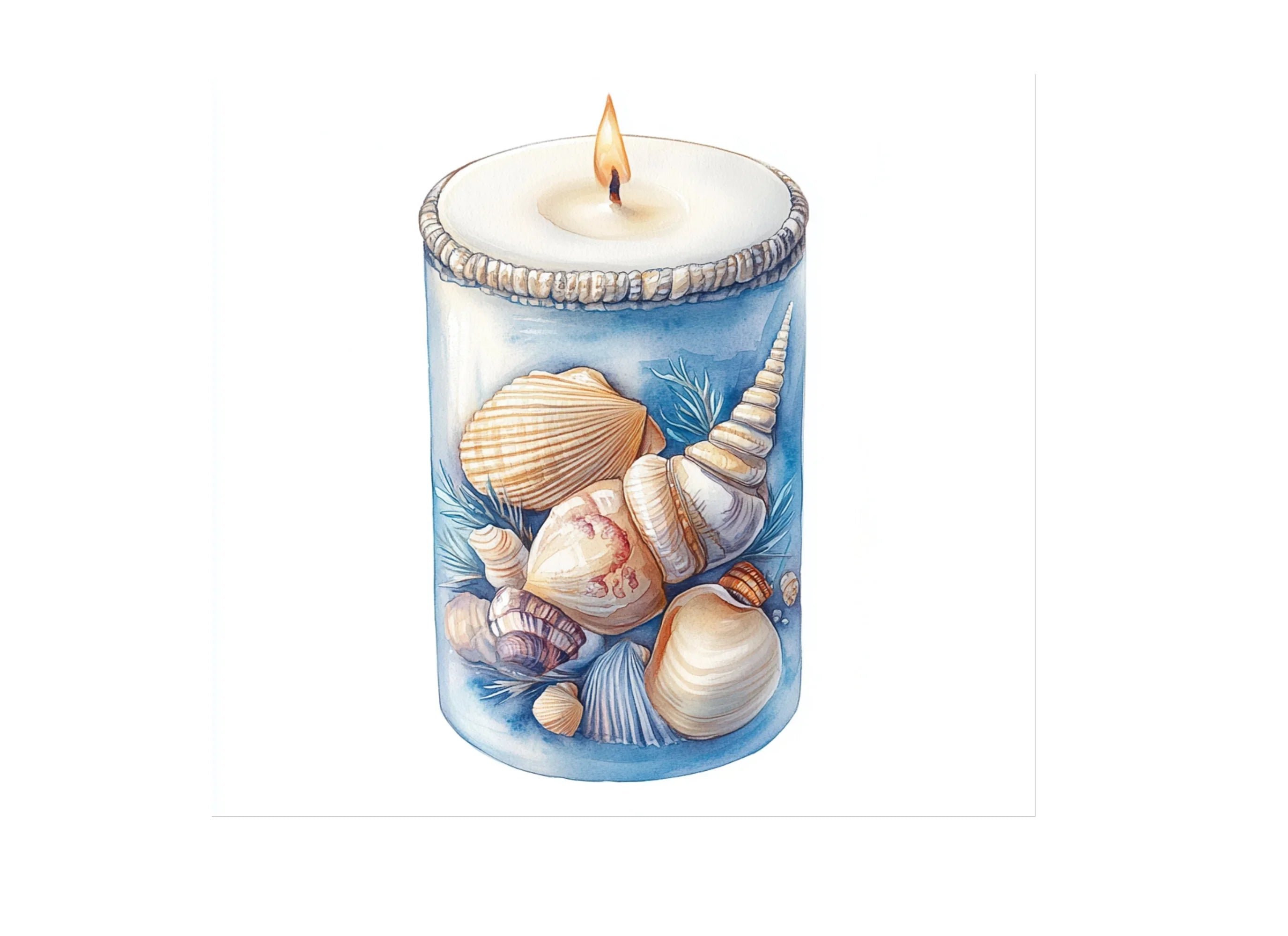 Coastal Seashell Candles Clipart Bundle