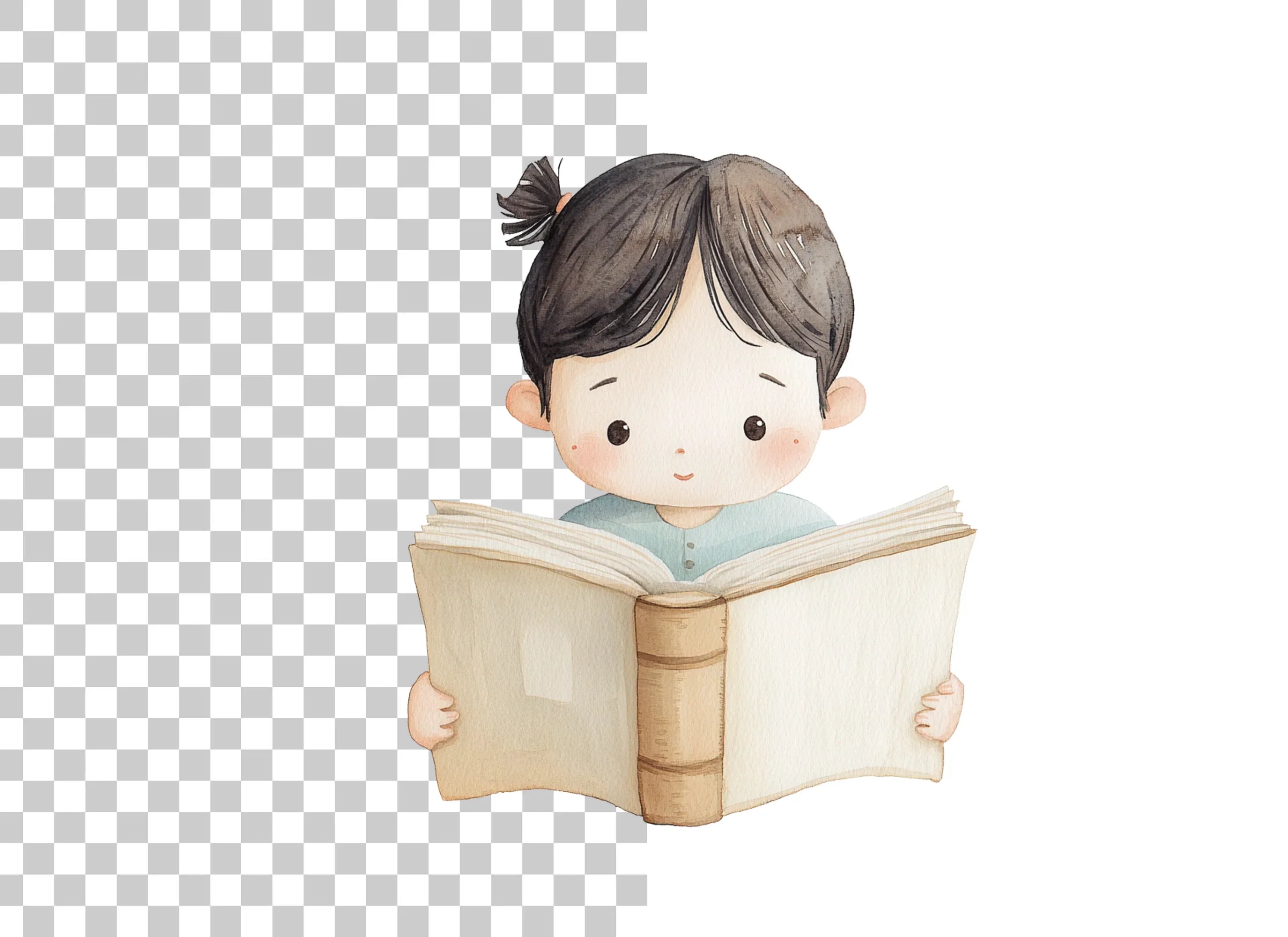 Cute Girl Reading Book Clipart Bundle