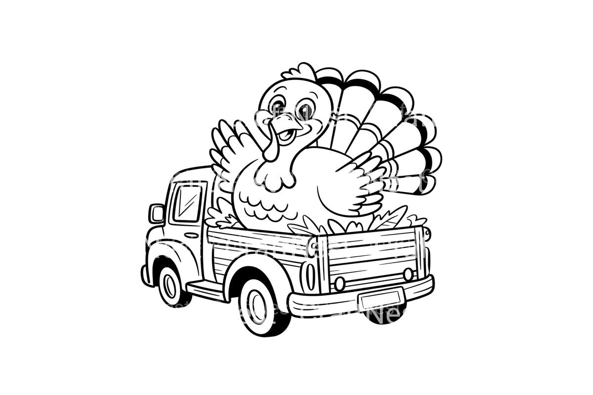Thanksgiving Turkey Truck Coloring Books