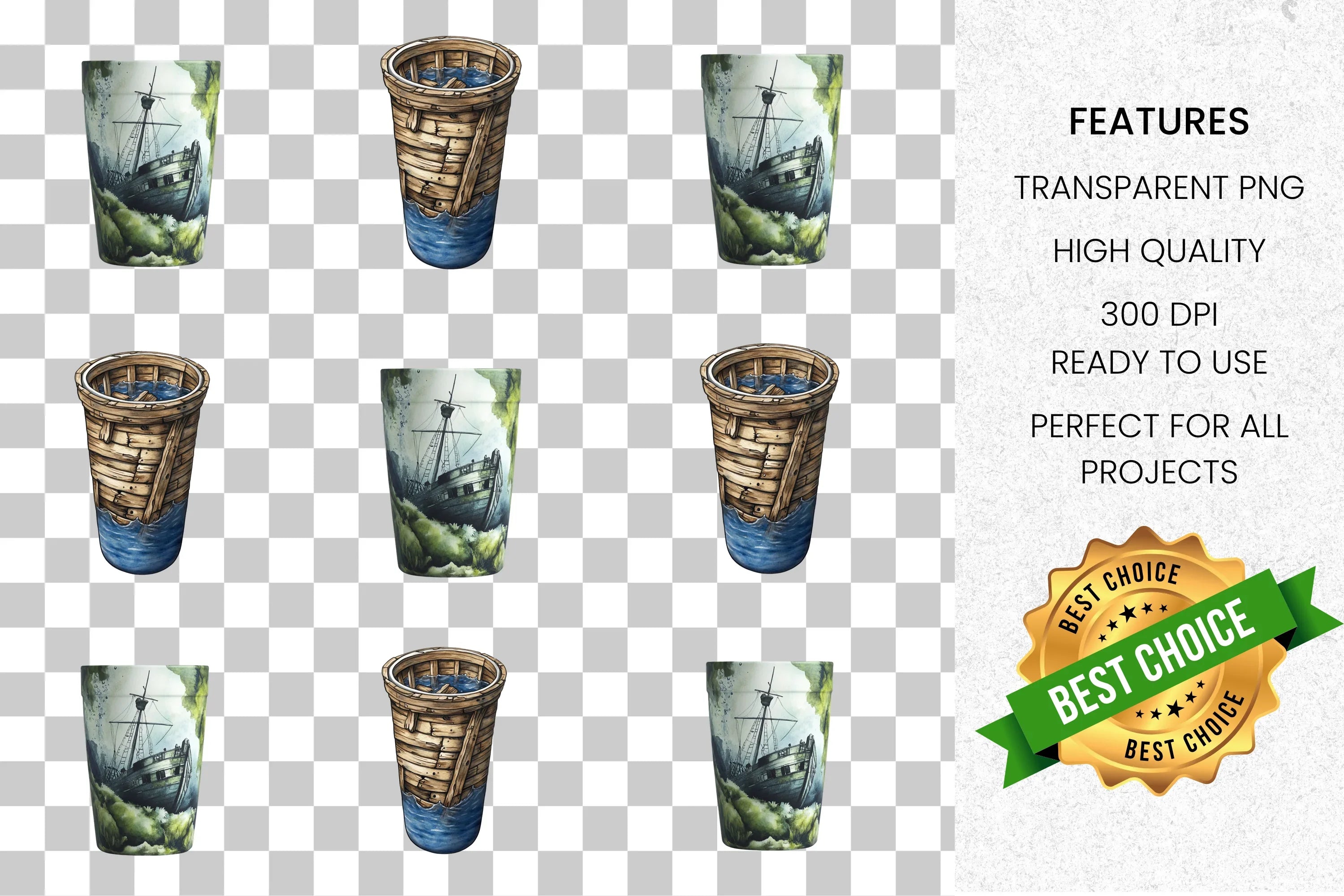 Rustic Nature Tumbler Designs Clipart Bundle