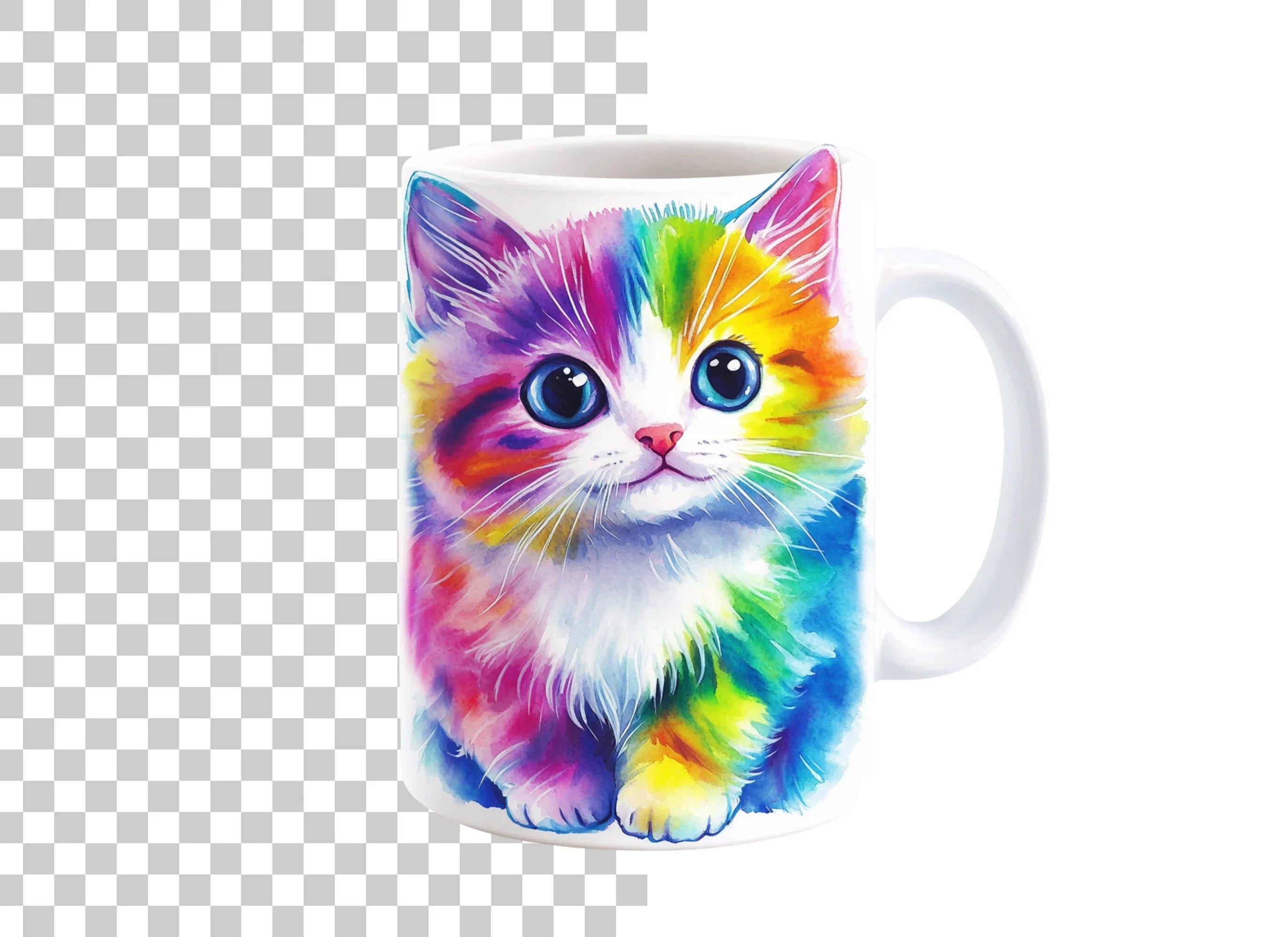 Cute Rainbow Cat Clipart Bundle