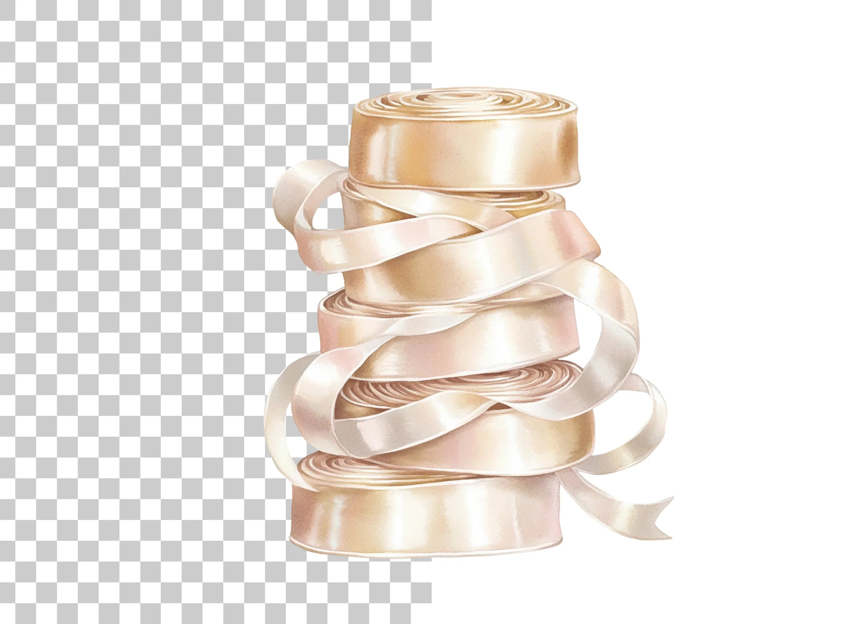 Rolled Gold Ribbon Clipart Bundle