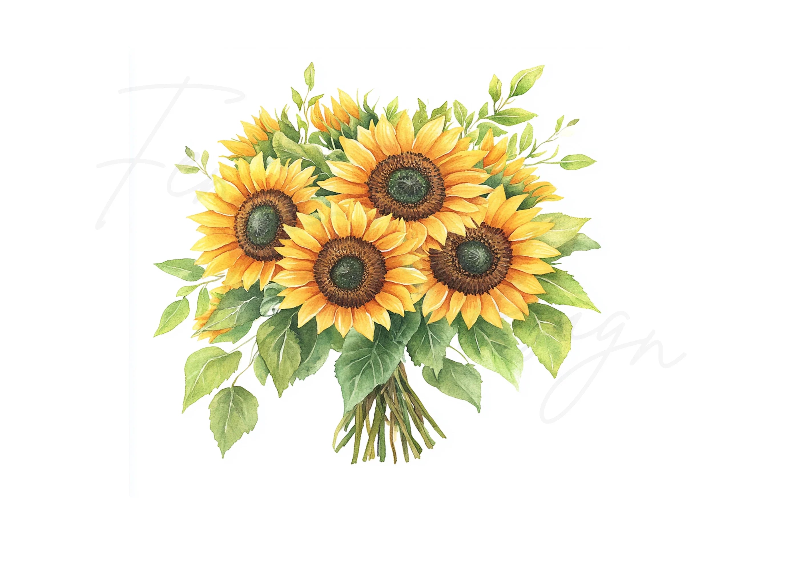 Sunflower Bouquets Clipart Bundle