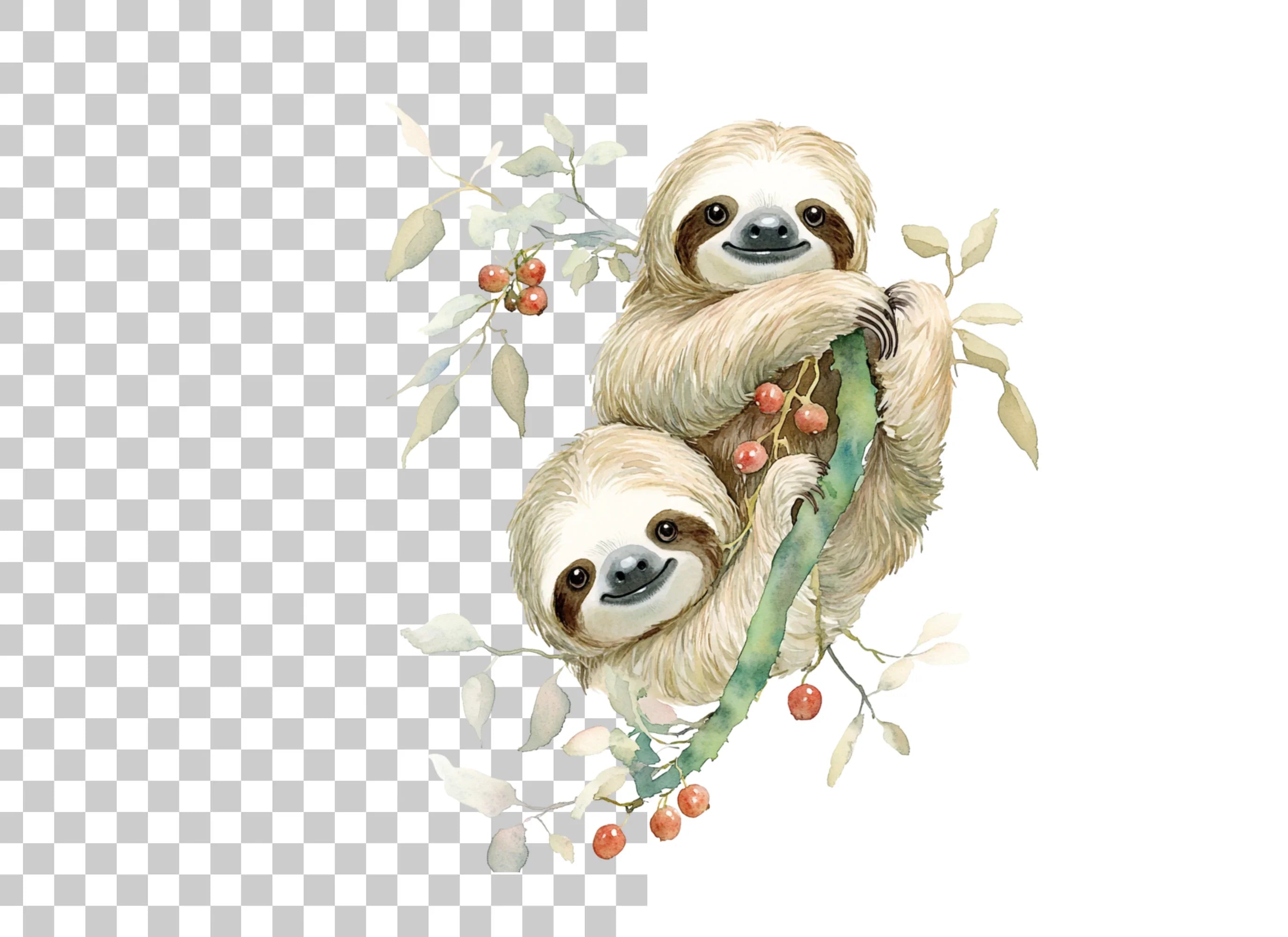 Mother and Baby Sloth Clipart Bundle