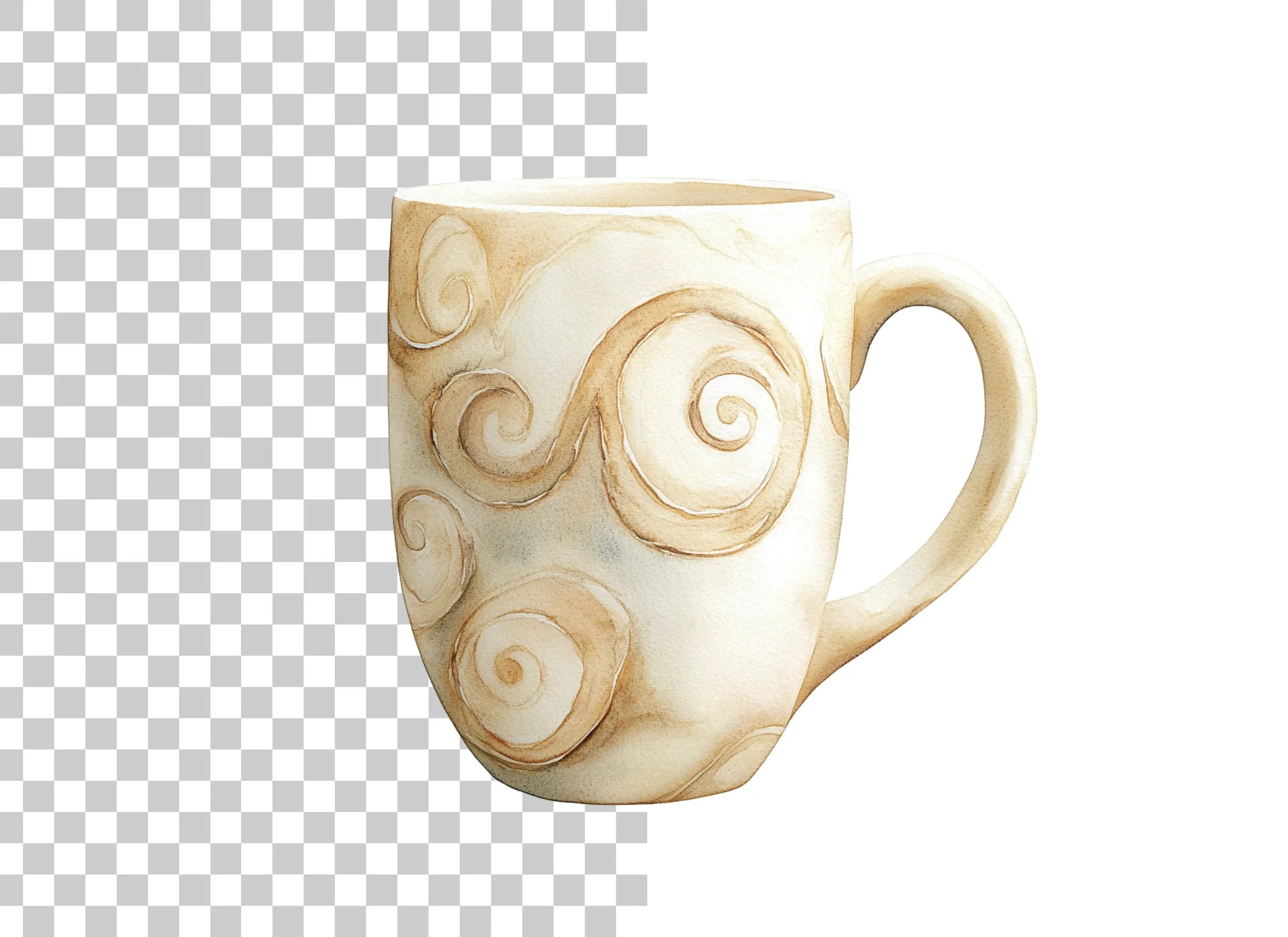 Swirl Pattern Coffee Clipart Bundle