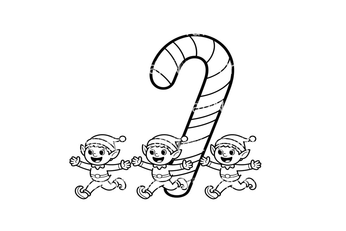 Candy Cane Elf Christmas Coloring Books