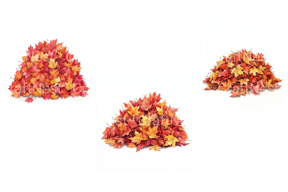 Piles Of Autumn Leaves Clipart Bundle