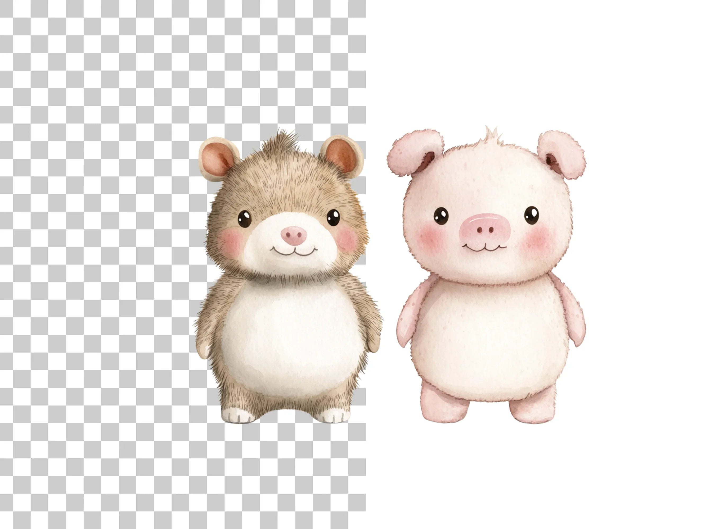 Cute Hamster and Piglet Duo Clipart Bundle